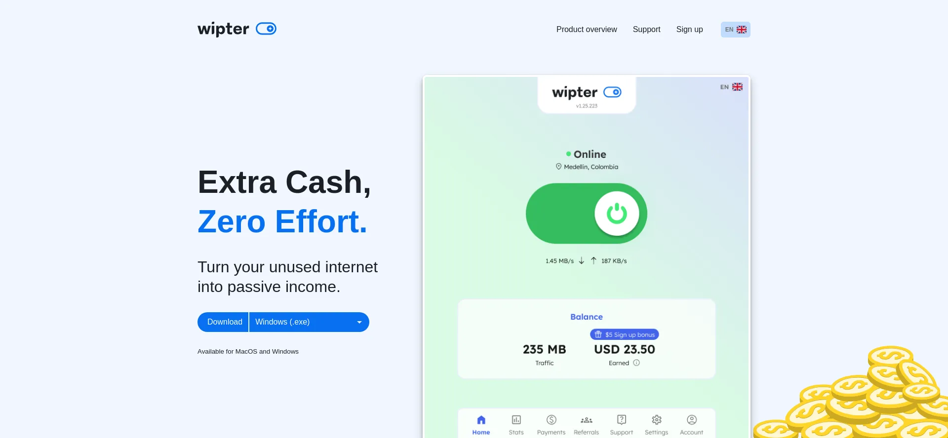 Website screenshot of Wipter.com