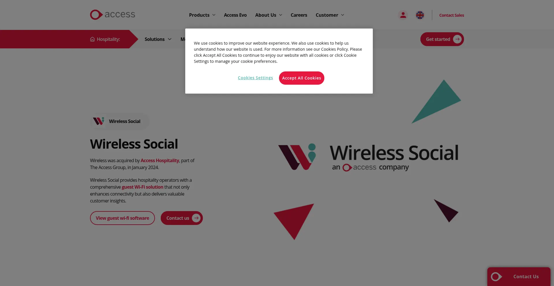 Website screenshot of Wireless-social.com