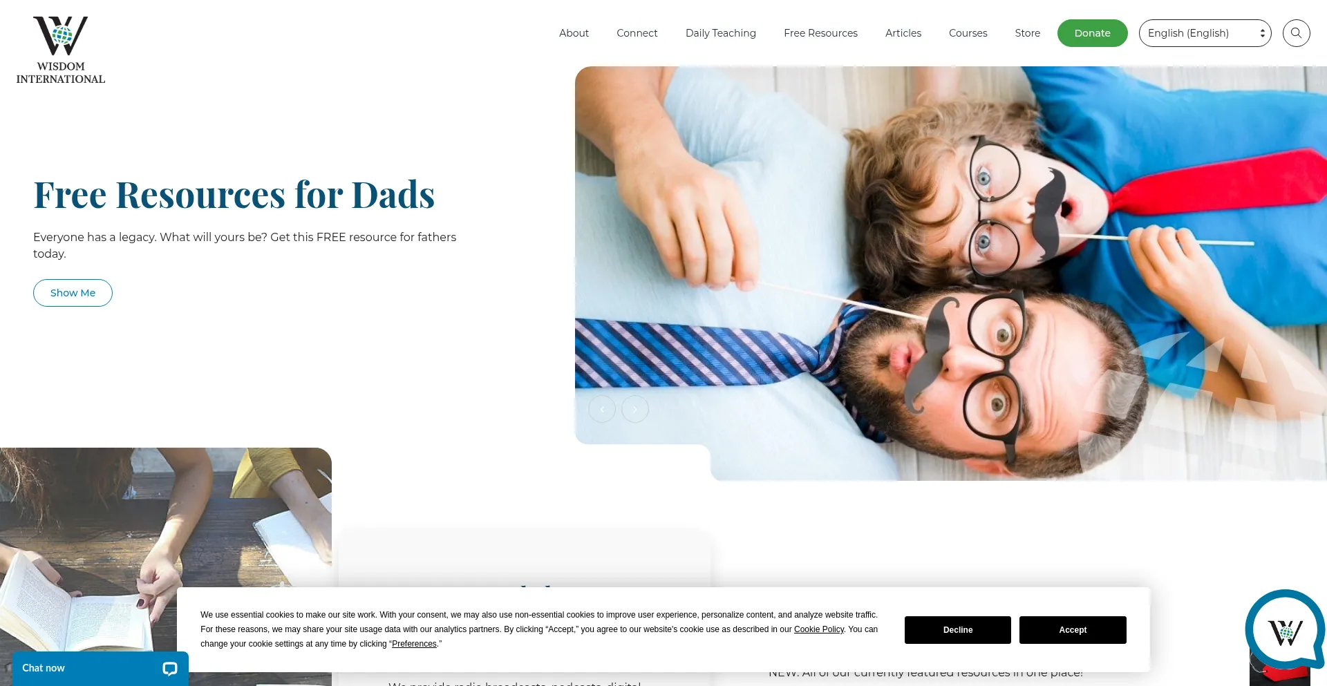 Website screenshot of Wisdomonline.org