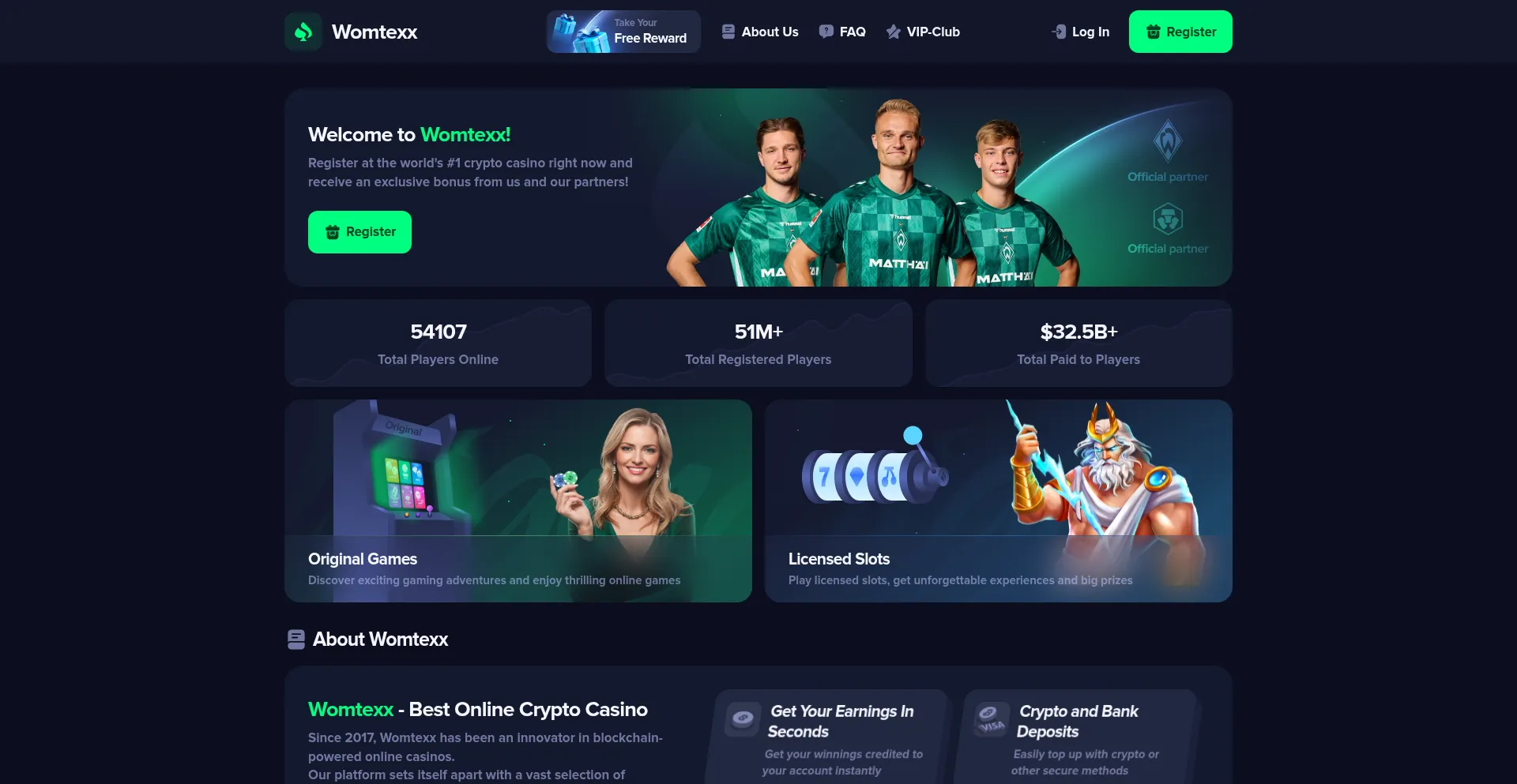 Website screenshot of Womtexx.com