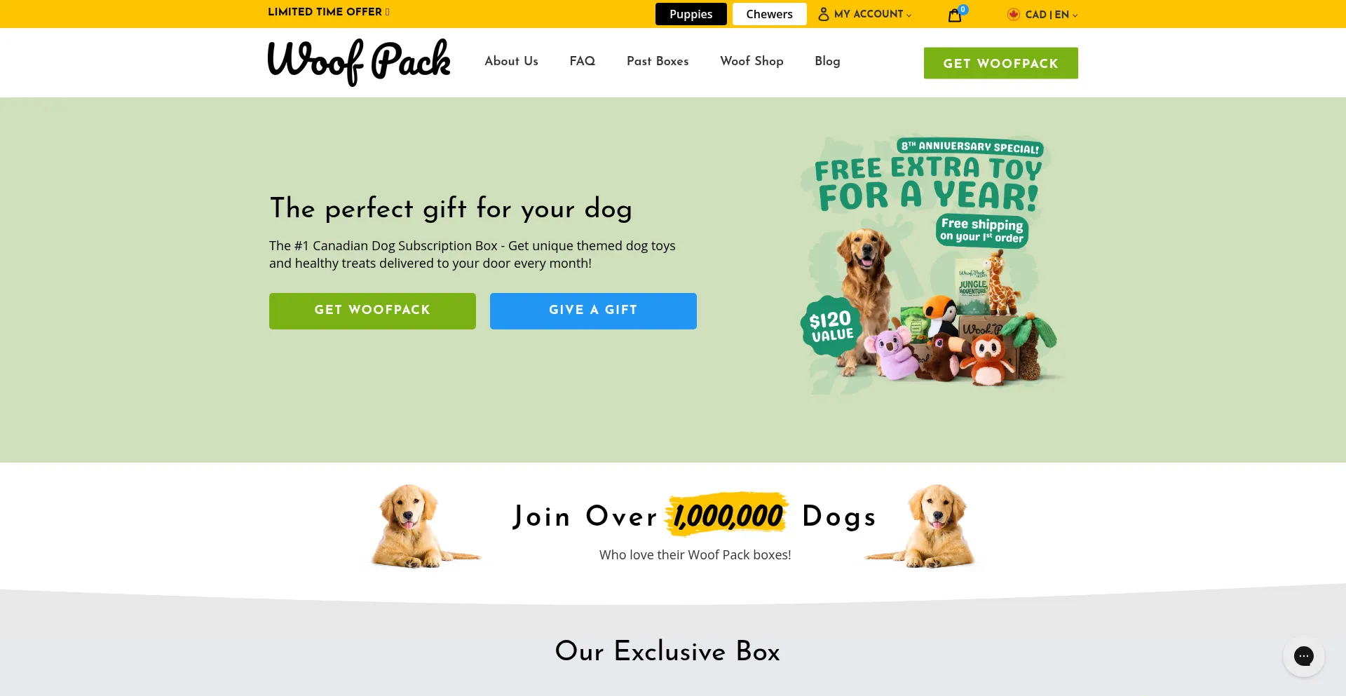 Woofpacks.ca Screenshot