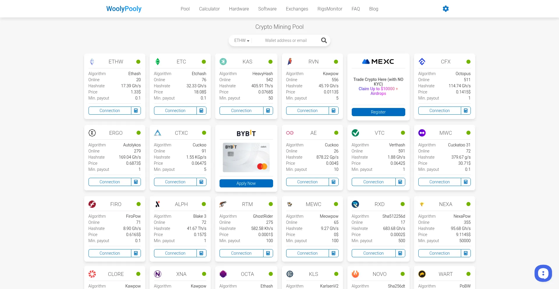 Woolypooly.com Screenshot