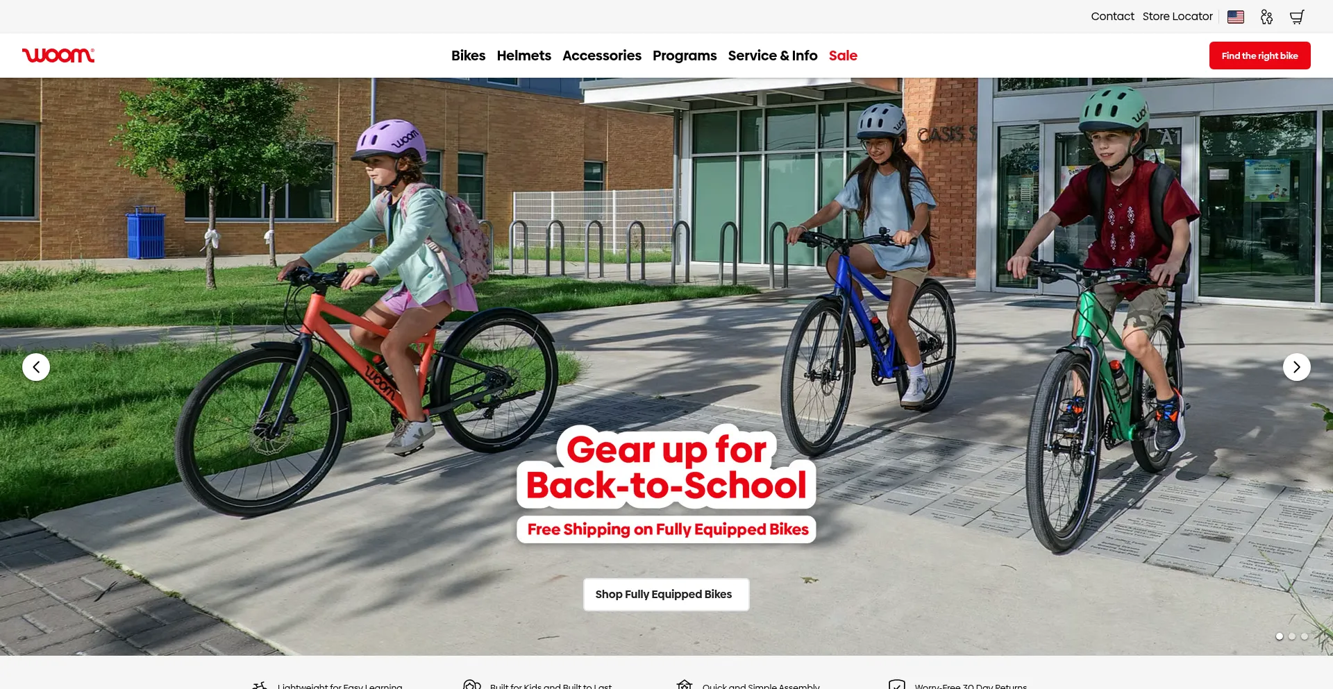 Website screenshot of Woom.com