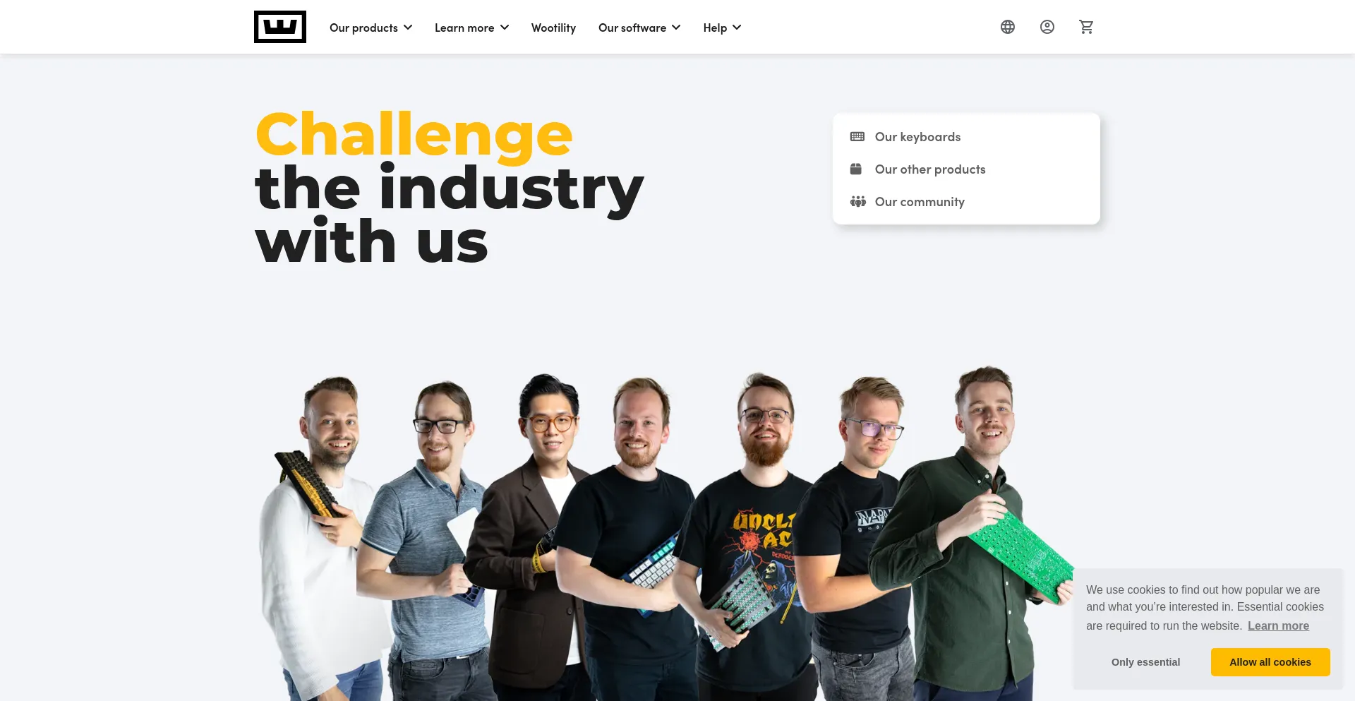Website screenshot of Wooting.io