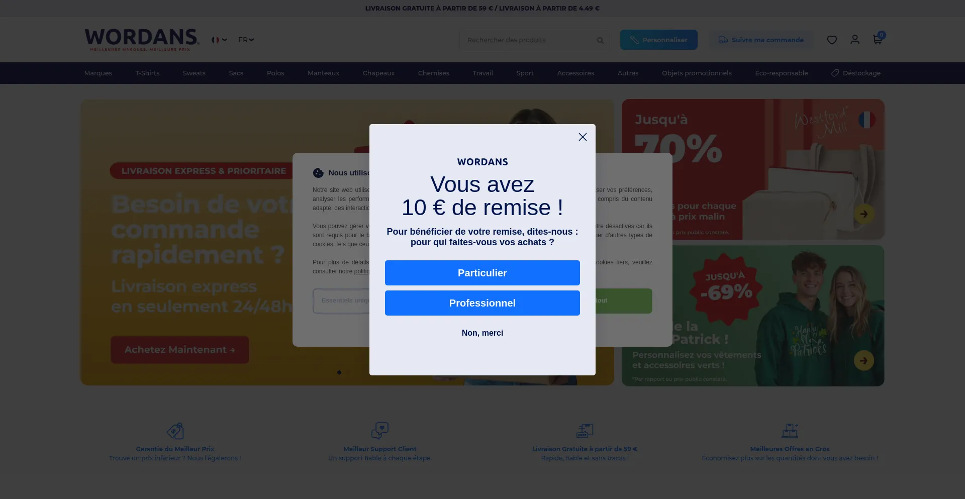 Website screenshot of Wordans.fr