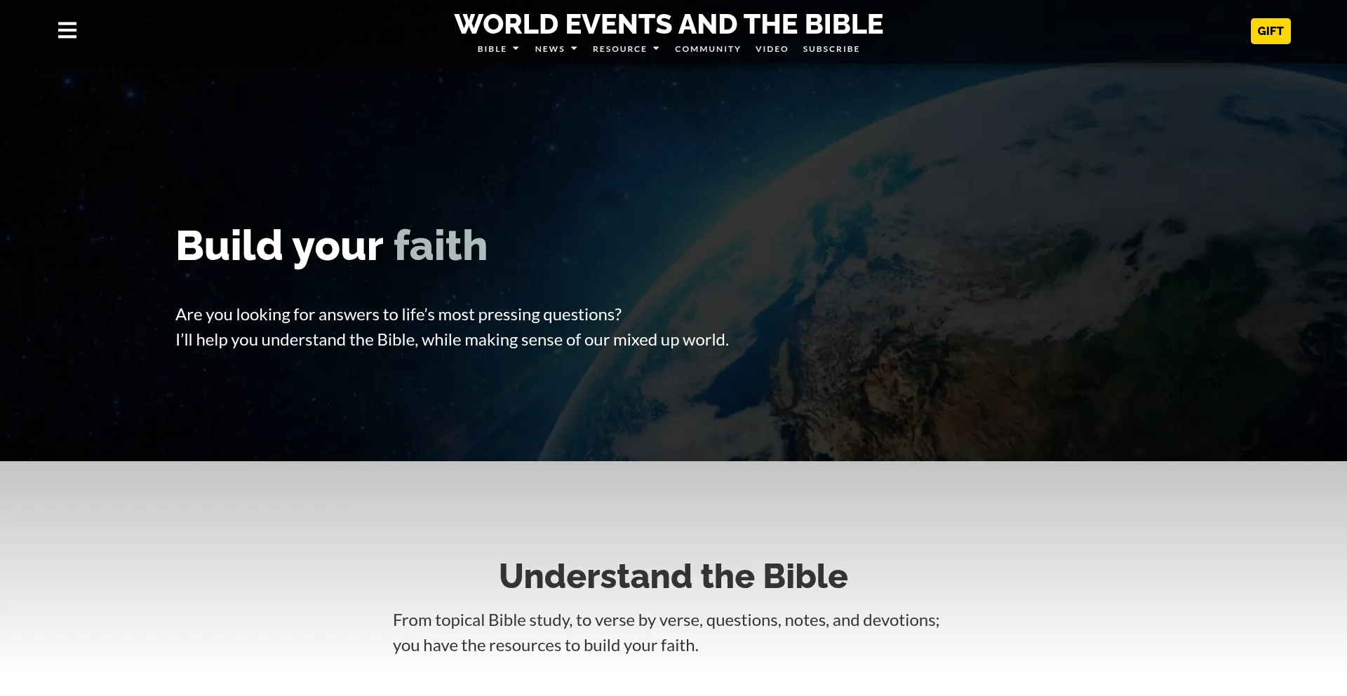 Website screenshot of Worldeventsandthebible.com