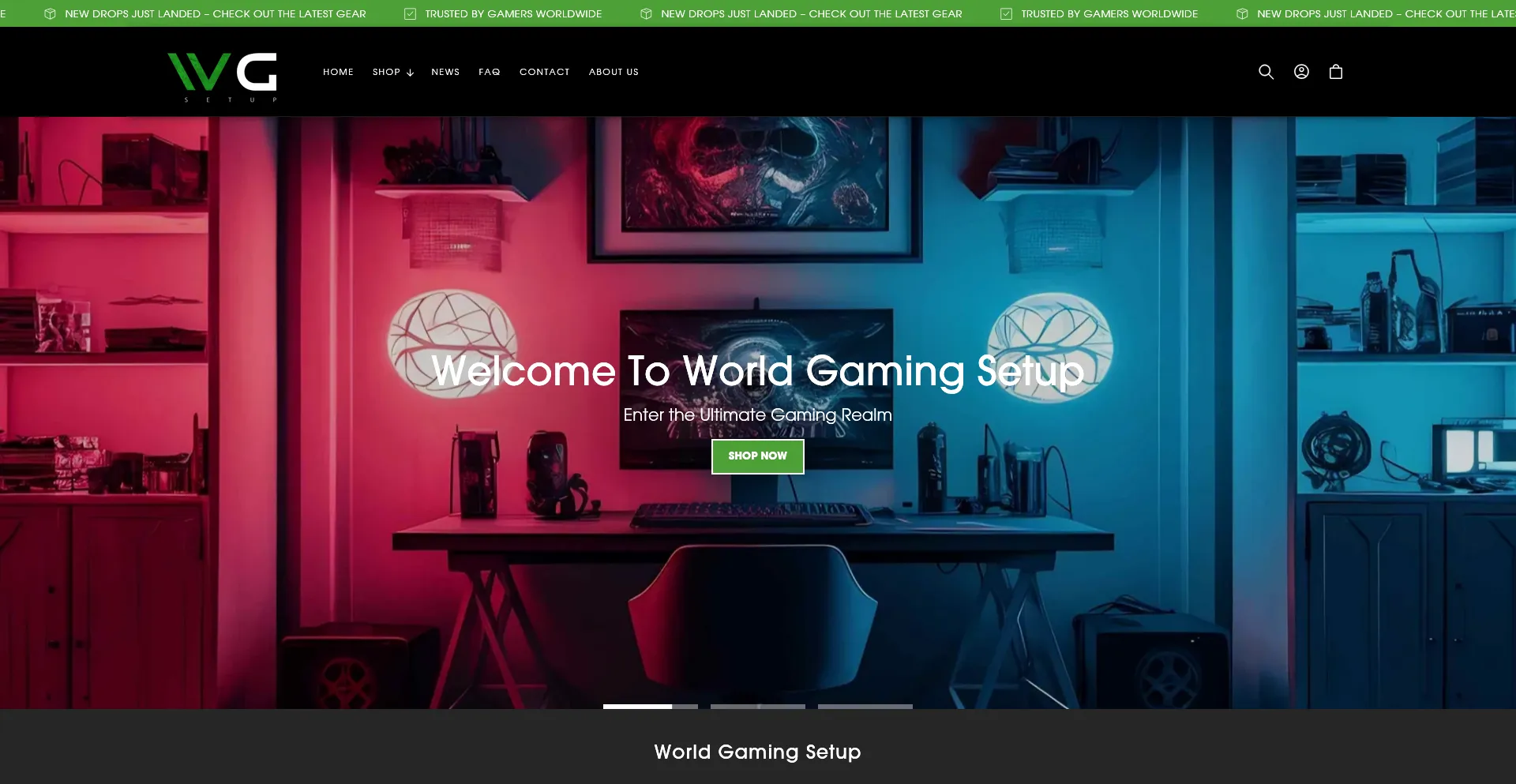 Website screenshot of Worldgamingsetup.com
