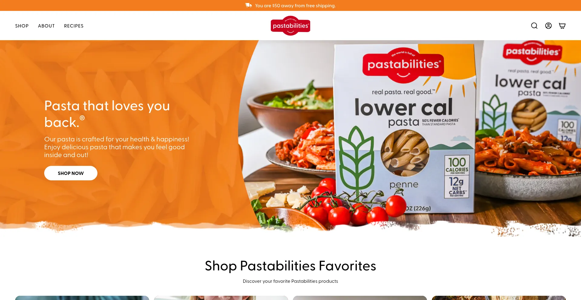 Website screenshot of Worldofpastabilities.com