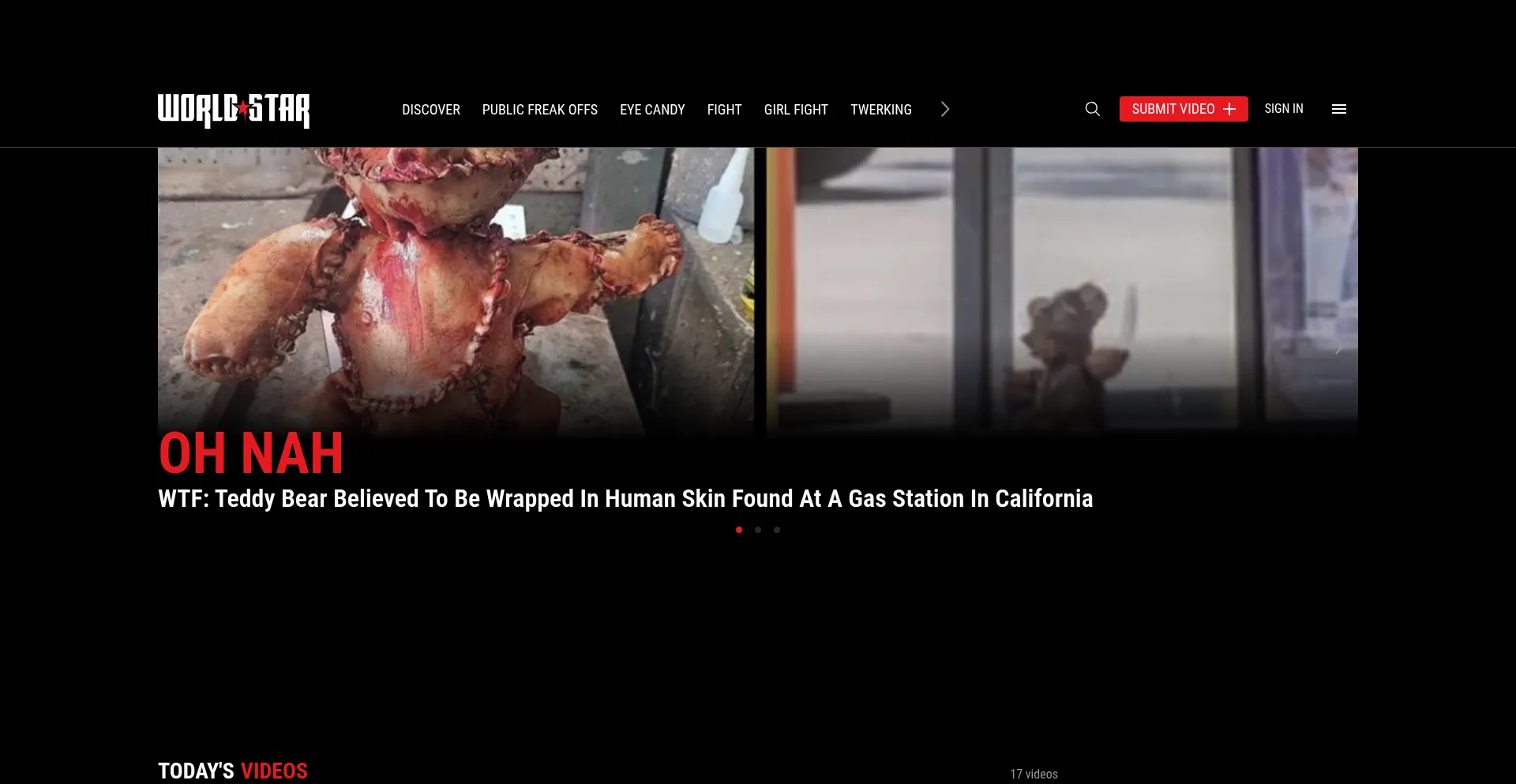 Website screenshot of Worldstarhiphop.com