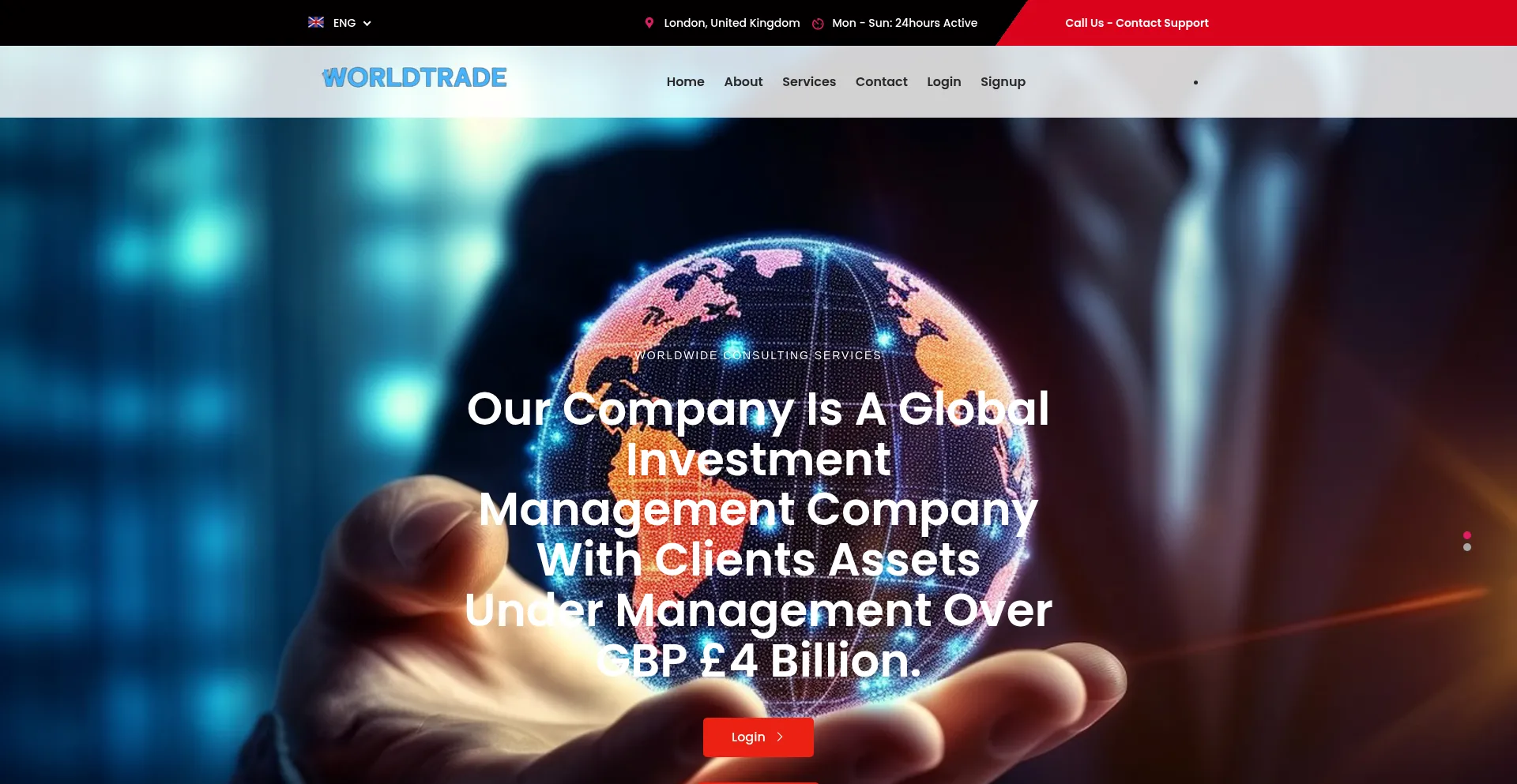 Website screenshot of Worldtrade-invest.com
