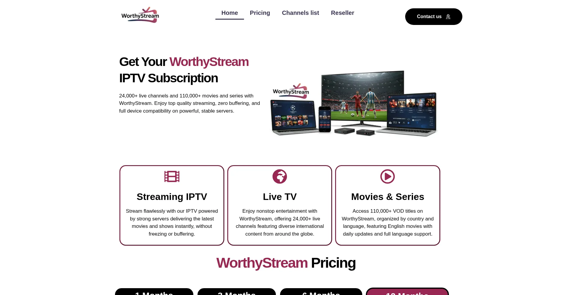 Website screenshot of Worthystreamofficial.com