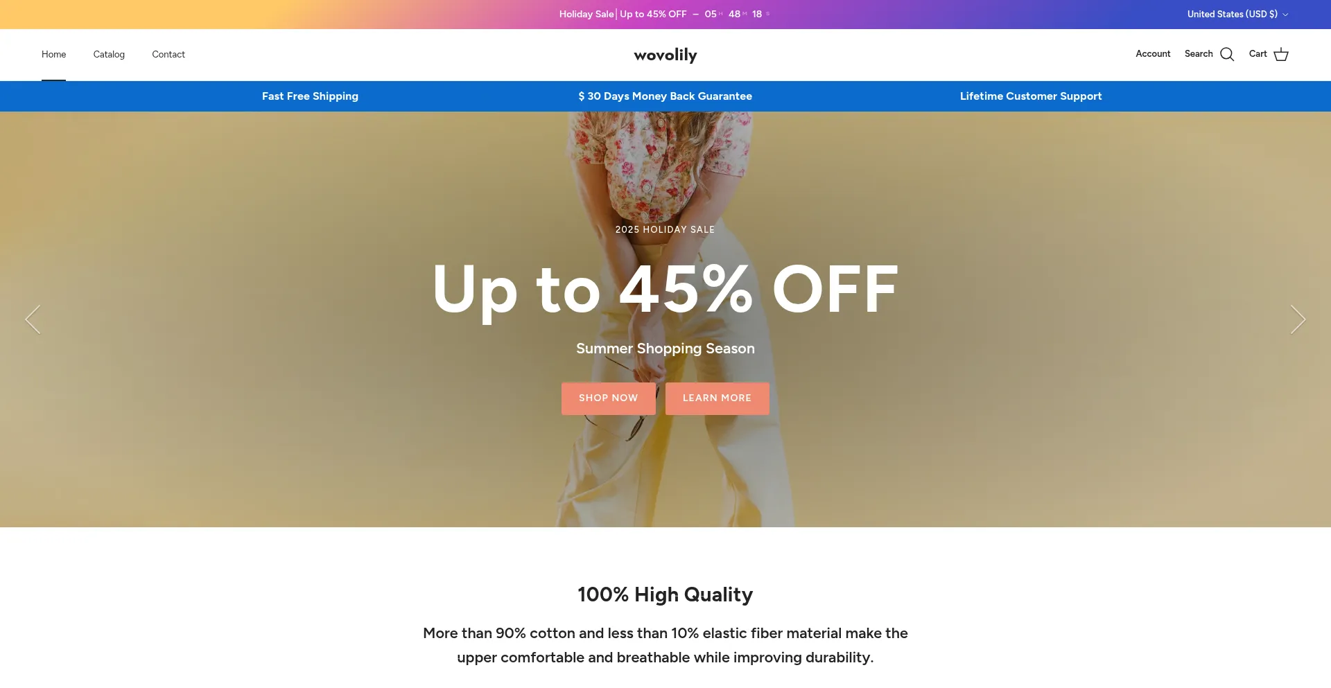 Website screenshot of Wovolily.com