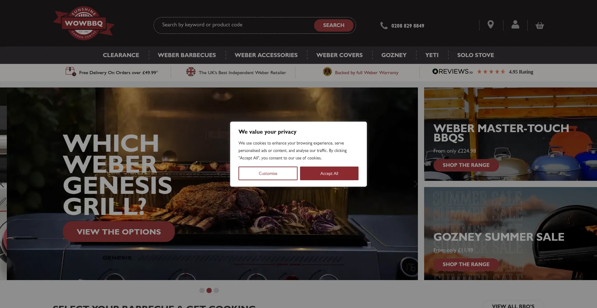 Website screenshot of Wowbbq.co.uk