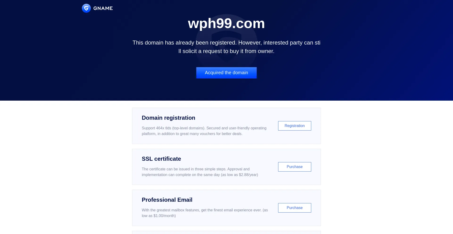 Website screenshot of Wph99.com