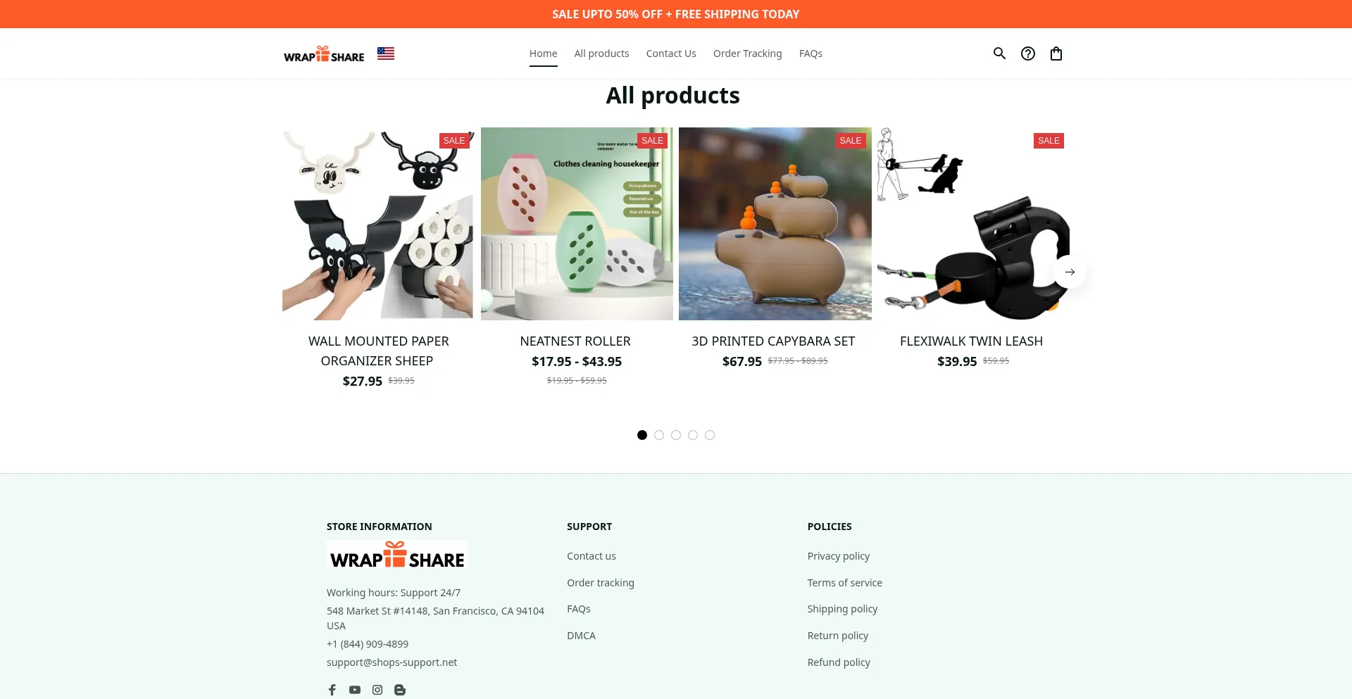 Website screenshot of Wrapnshare.com