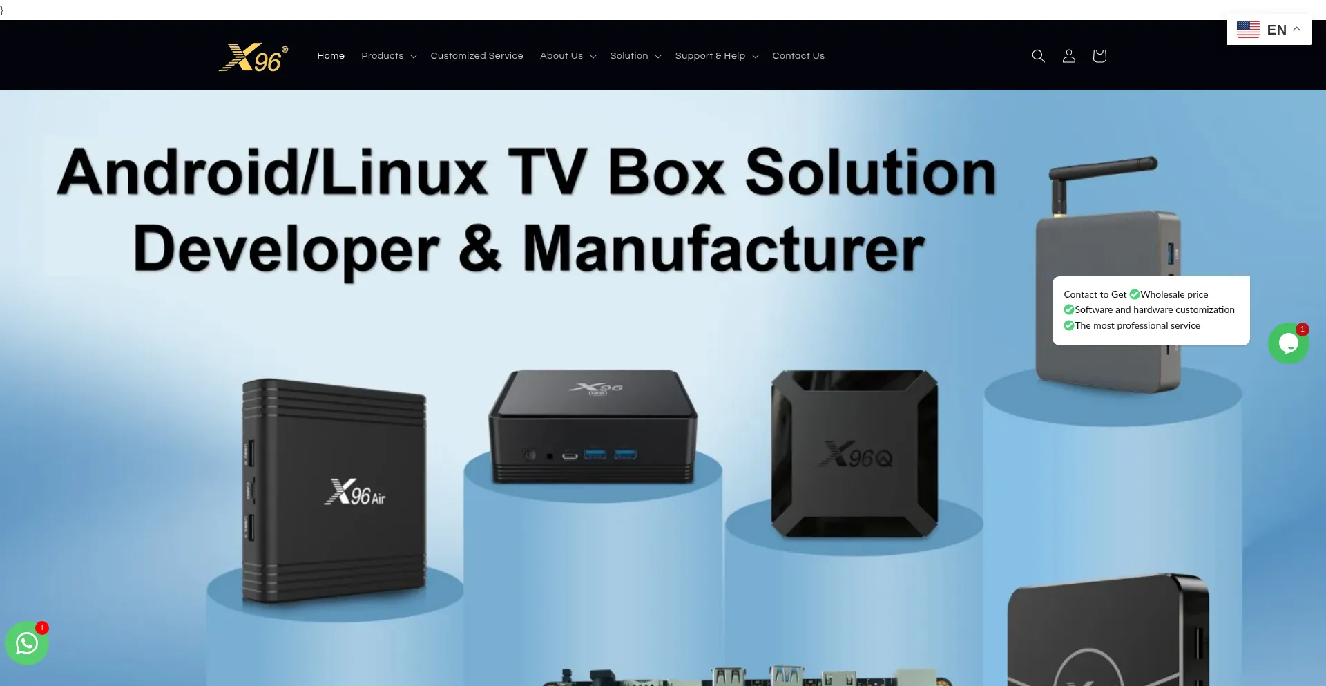 Website screenshot of X96mini.com