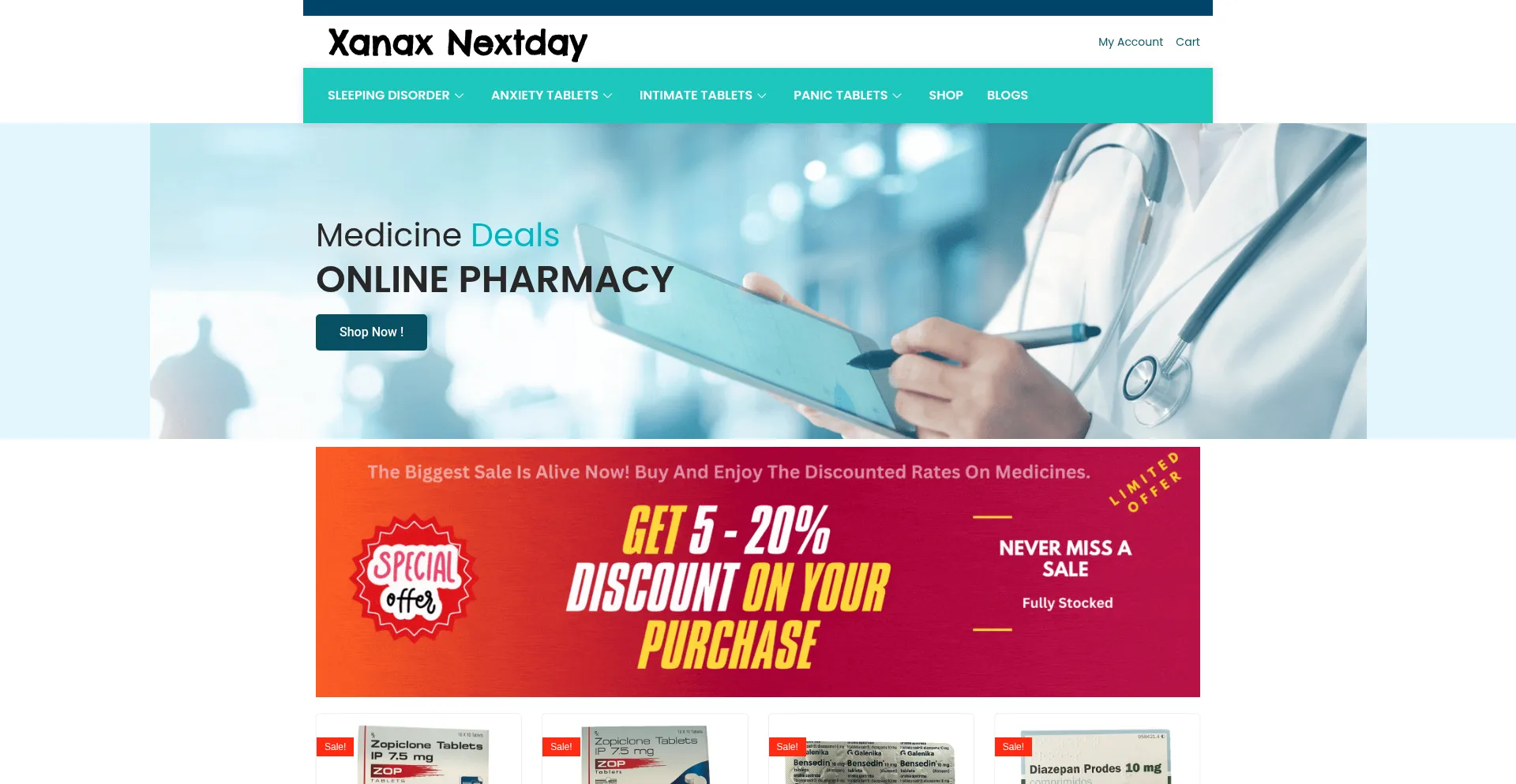 Website screenshot of Xanaxnextday.to