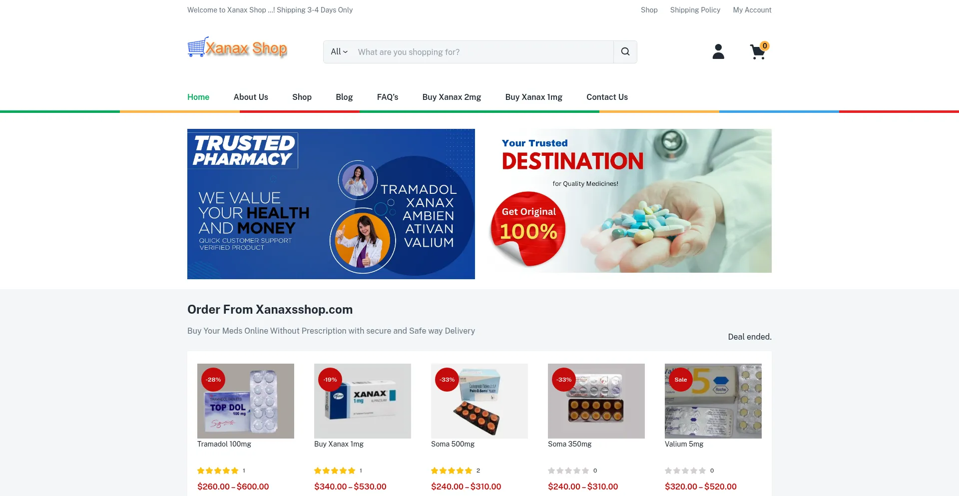 Website screenshot of Xanaxsshop.com