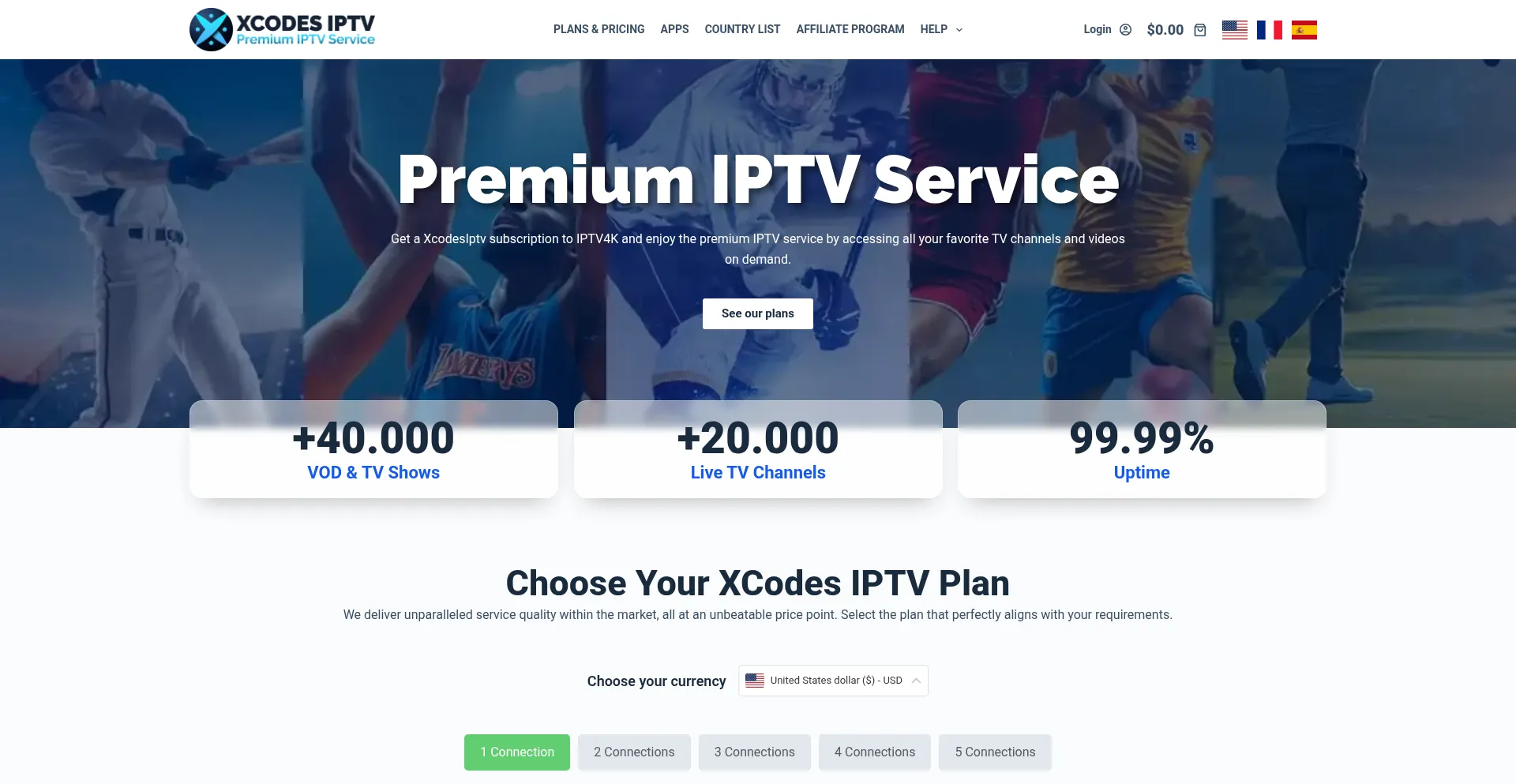 Website screenshot of Xcodesiptv.com