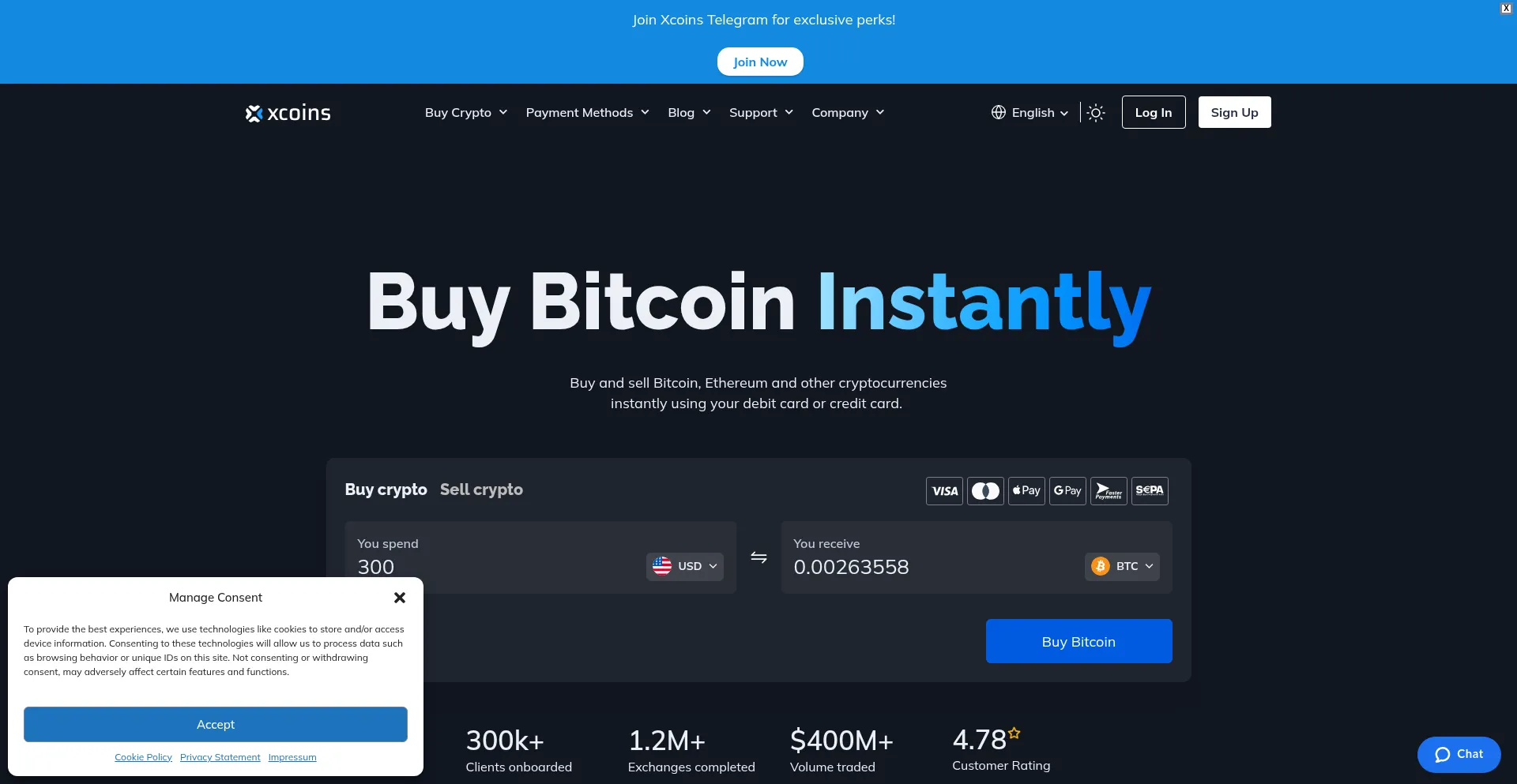 Xcoins.com Screenshot
