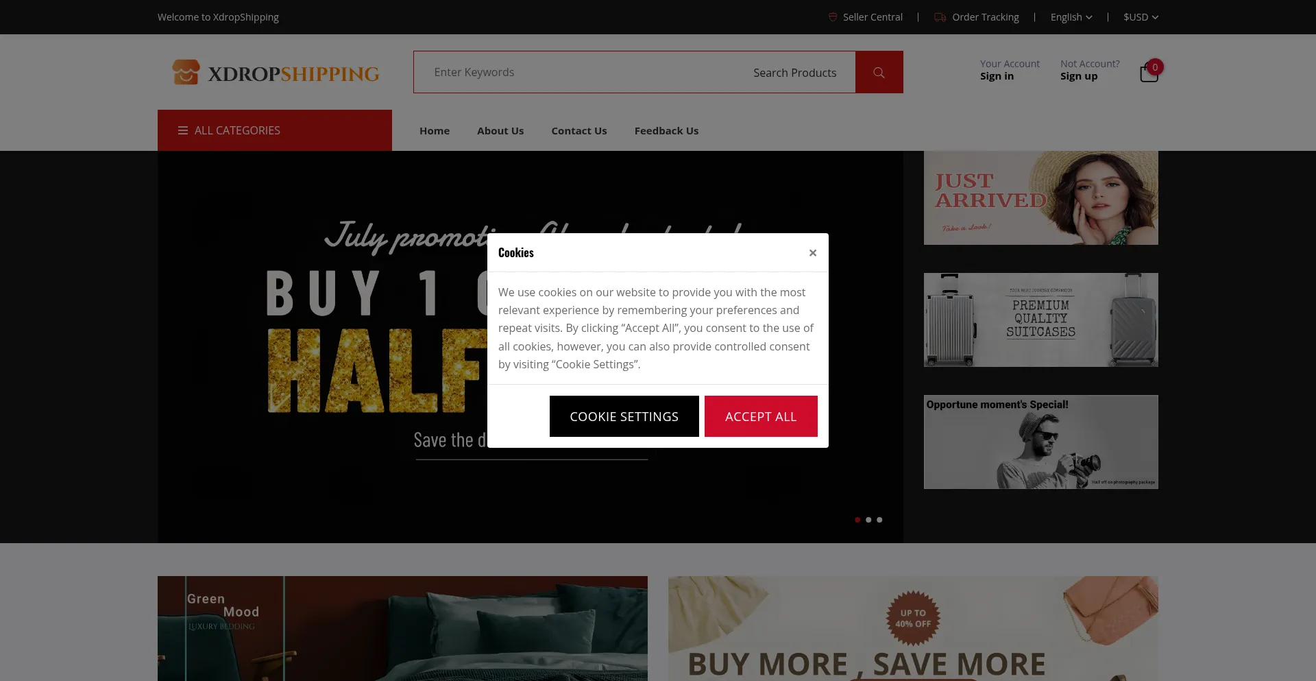 Website screenshot of Xdropshipping.net