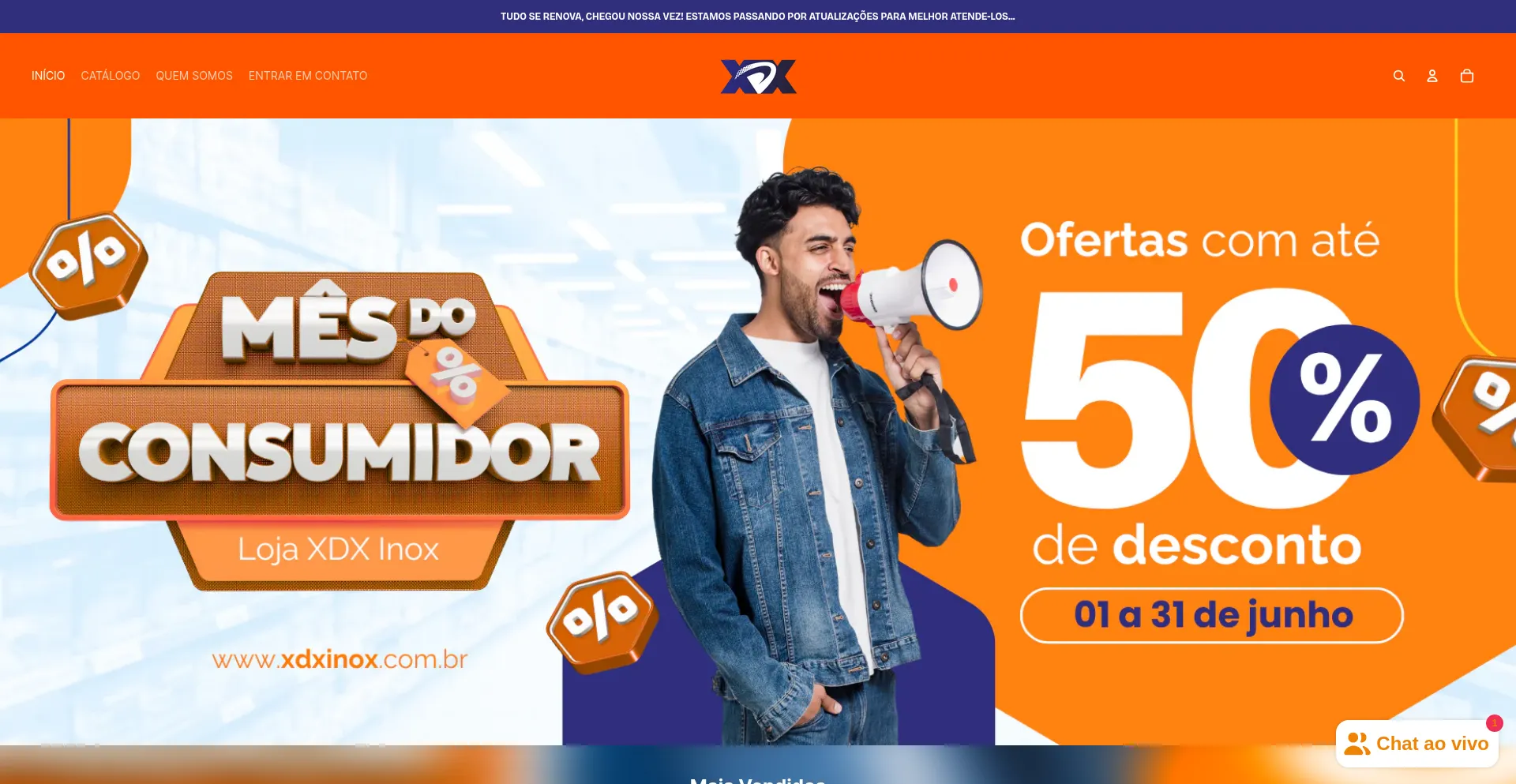 Website screenshot of Xdxinox.com.br