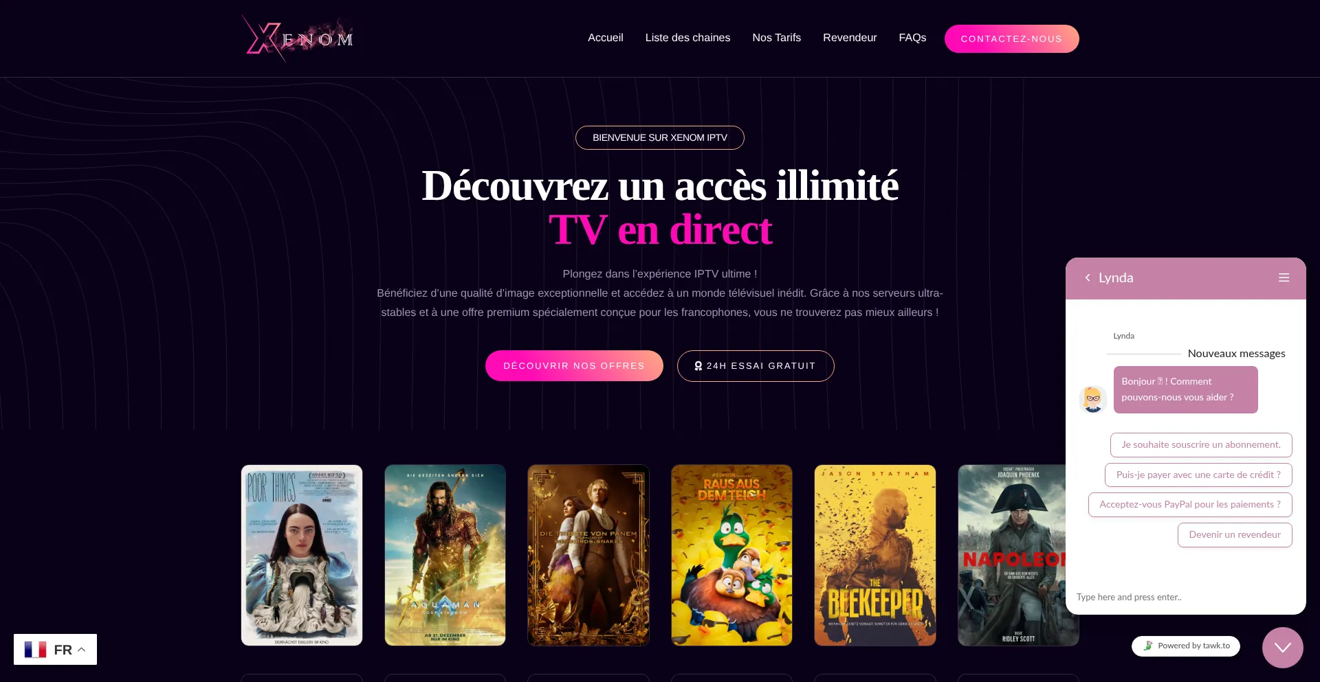 Website screenshot of Xenomiptv.com
