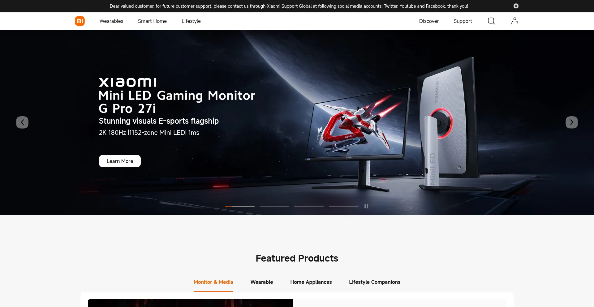 Website screenshot of Xiaomi.com