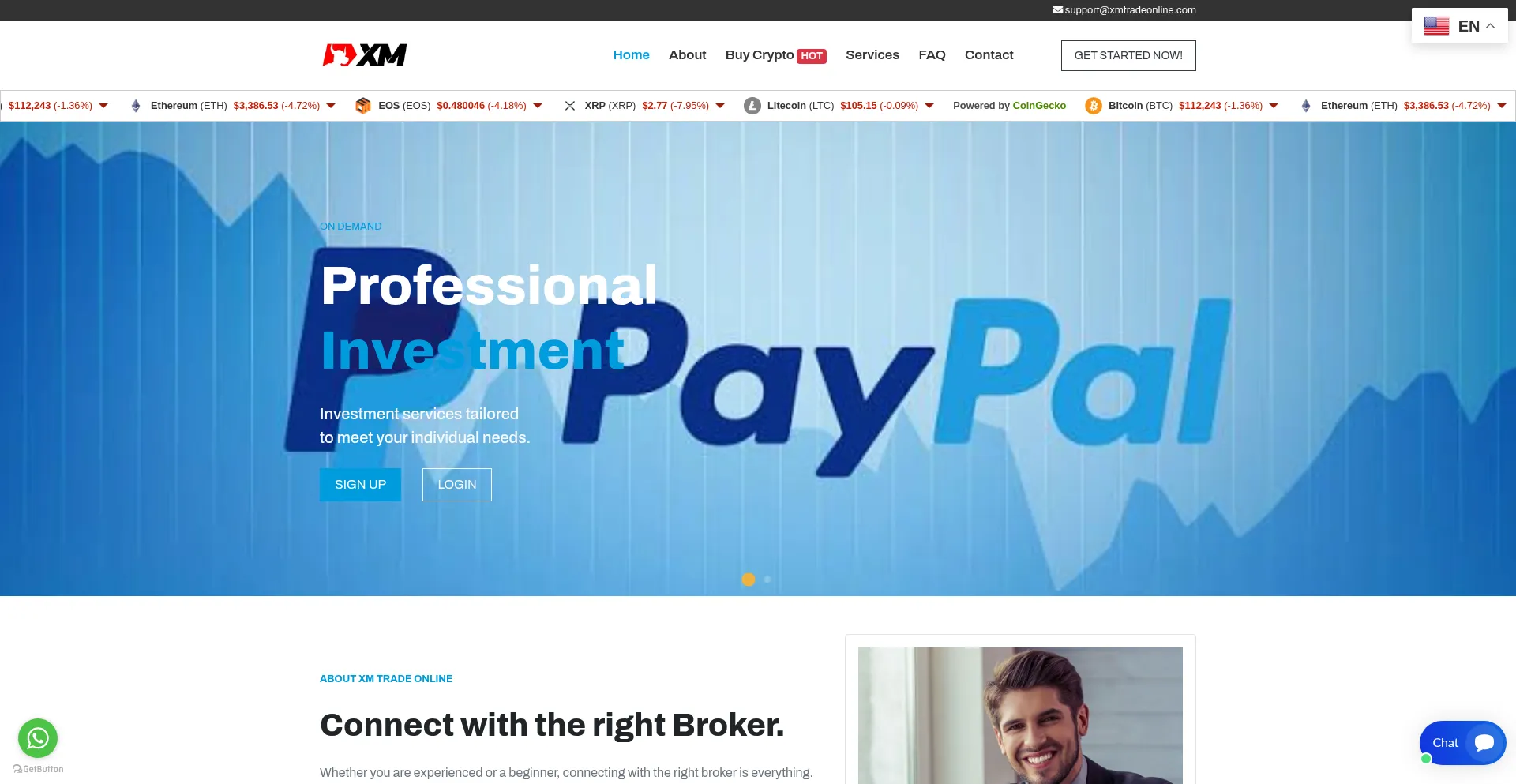 Website screenshot of Xmtradeonline.com