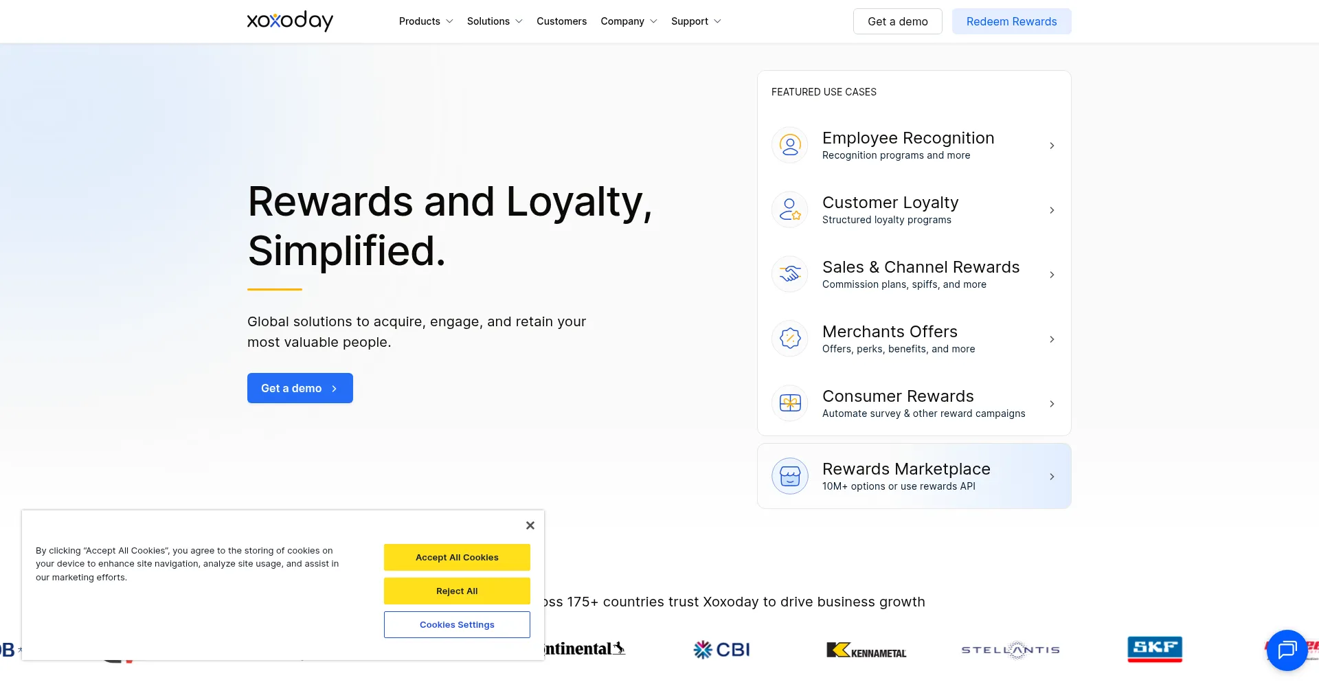 Website screenshot of Xoxoday.com