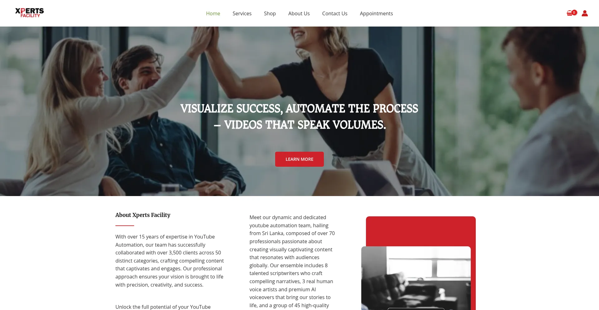 Website screenshot of Xpertsfacility.com