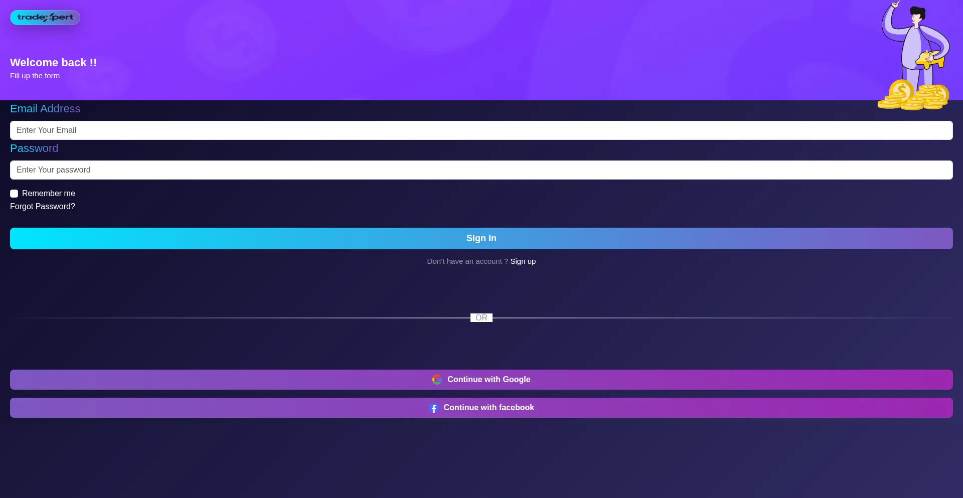 Website screenshot of Xperttradingmarkets.club