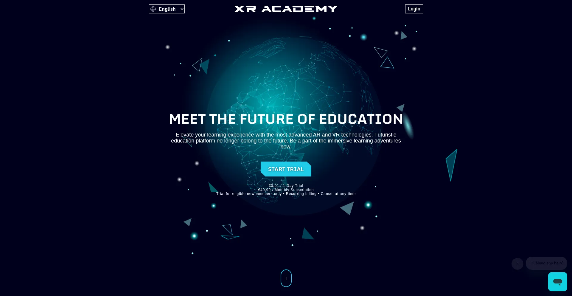 Website screenshot of Xr-academy.online
