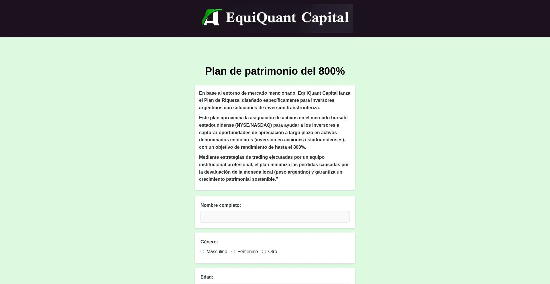 Website screenshot of Xt.equiquant-capital.top