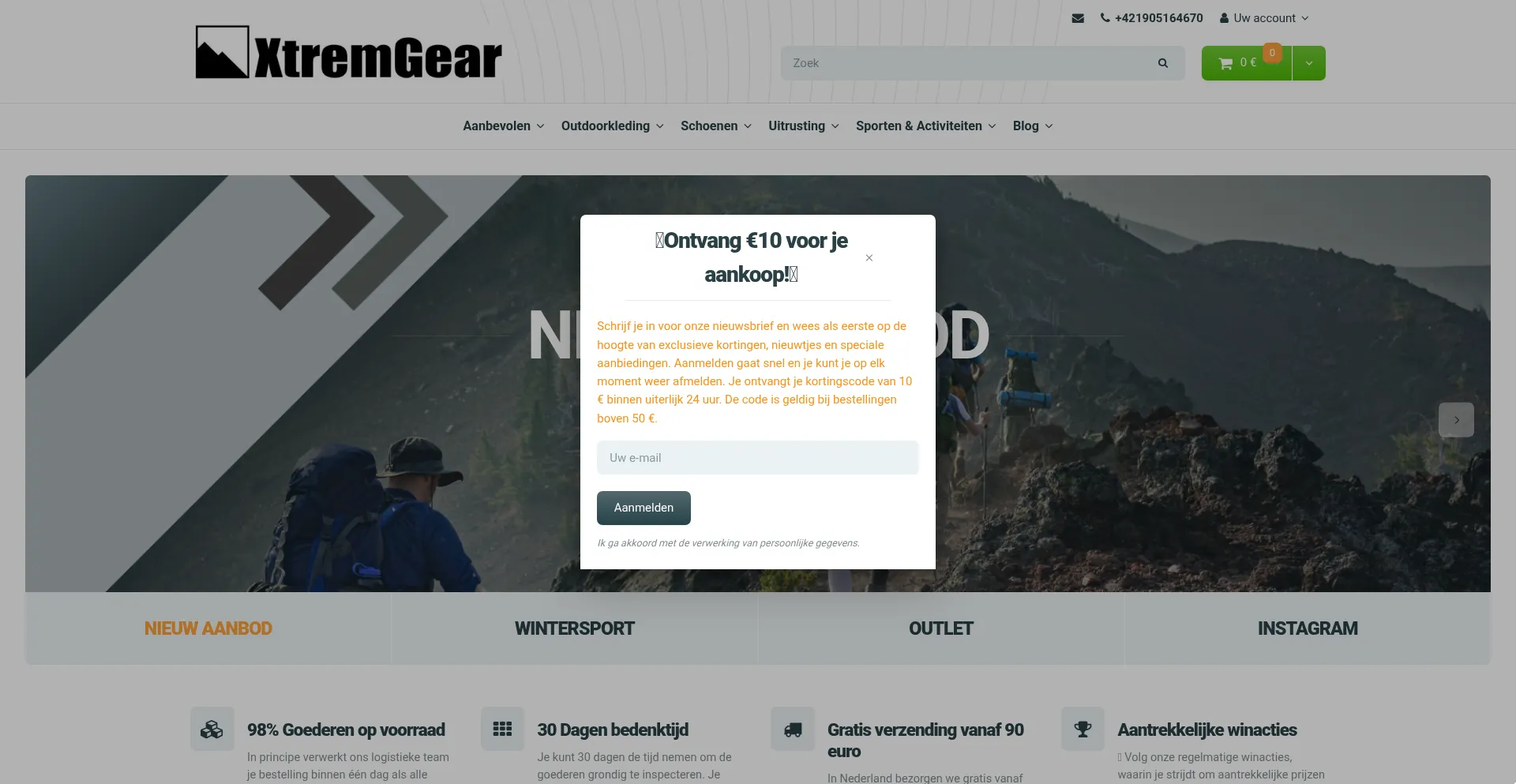 Website screenshot of Xtremgear.nl