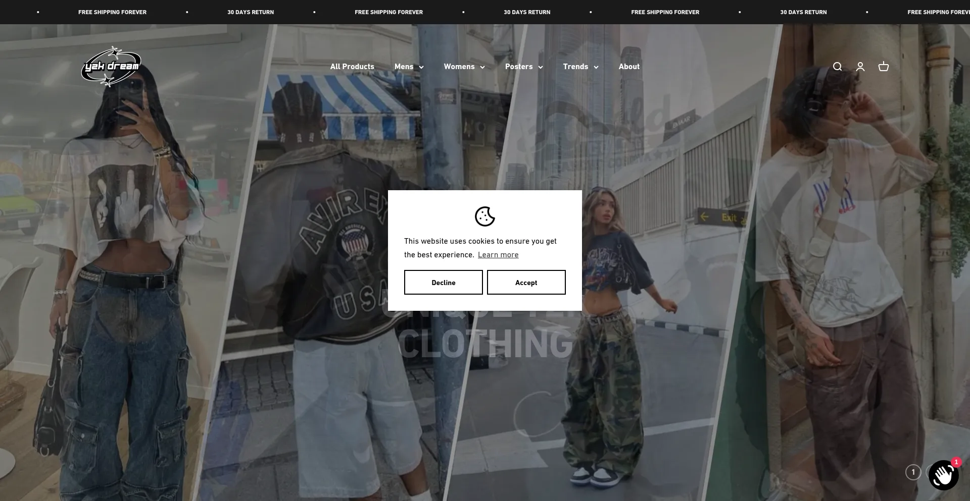 Website screenshot of Y2kdream.com