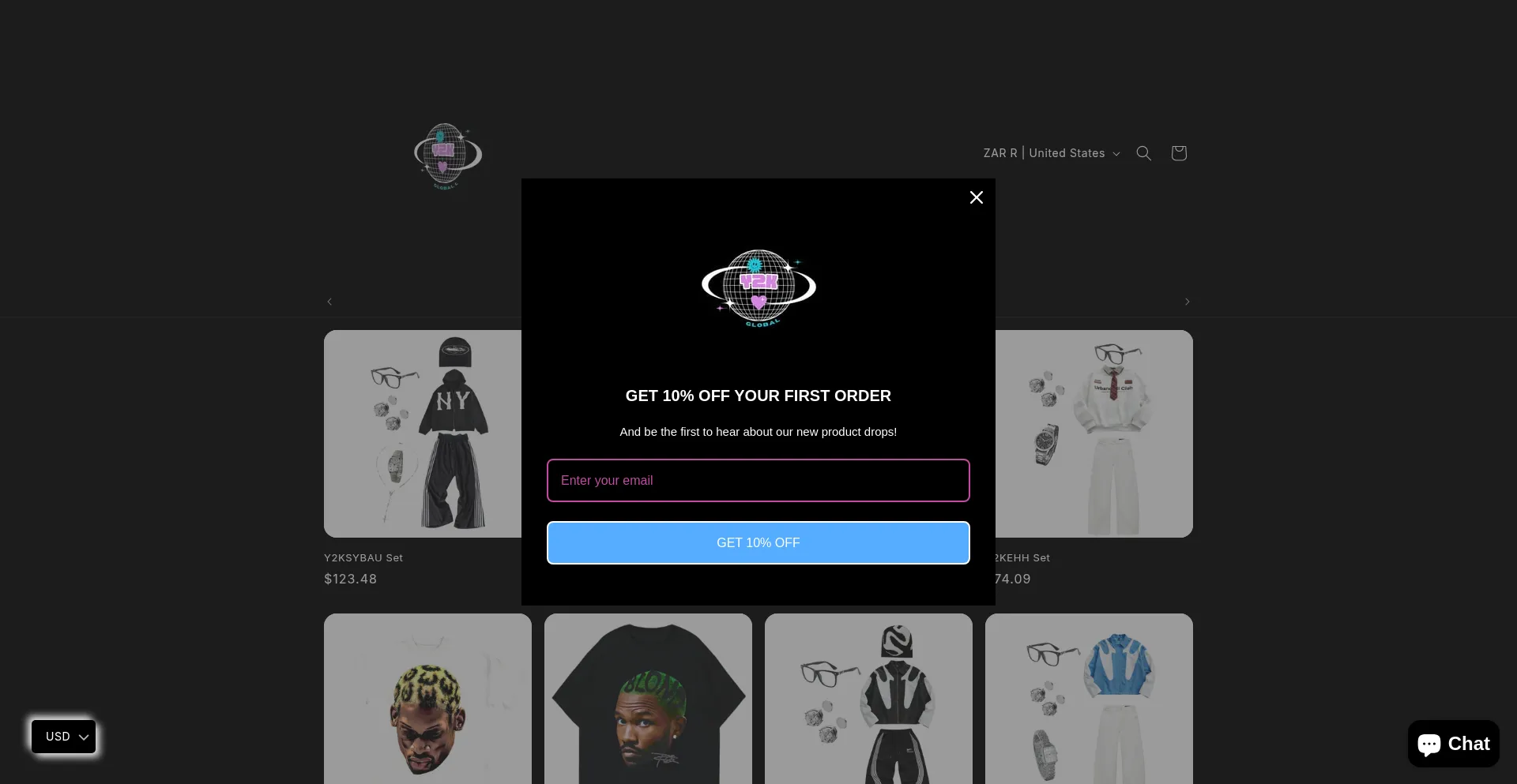 Website screenshot of Y2kgloball.com