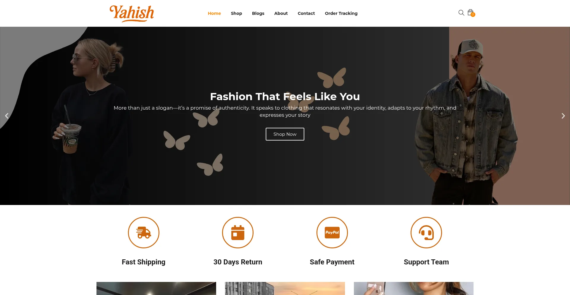 Website screenshot of Yahish.com