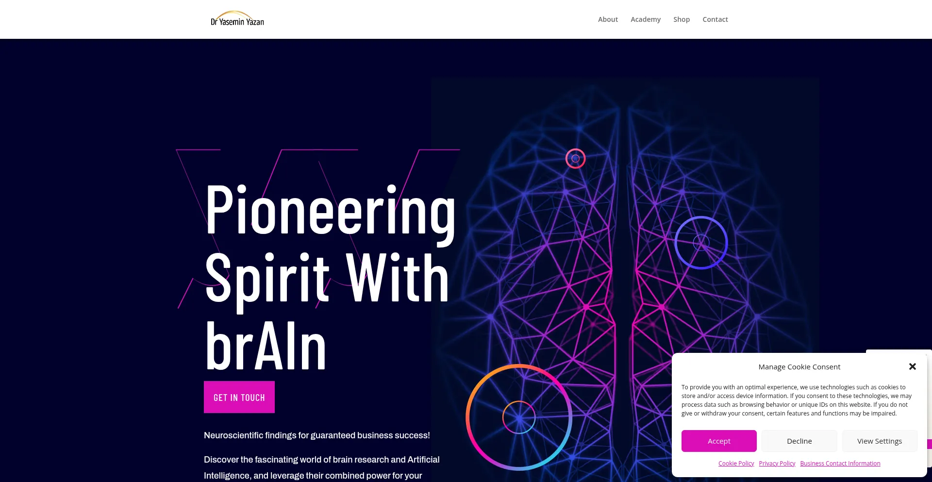 Website screenshot of Yaseminyazan.com