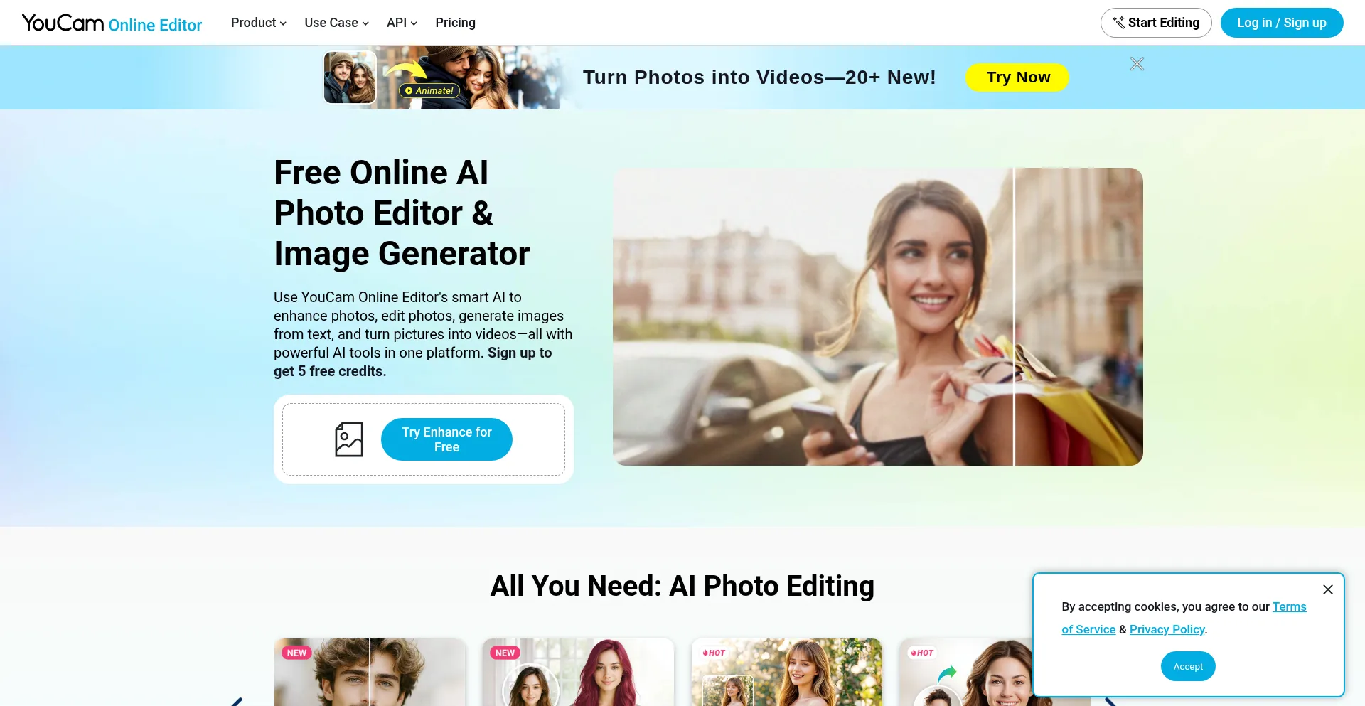 Website screenshot of Yce.perfectcorp.com
