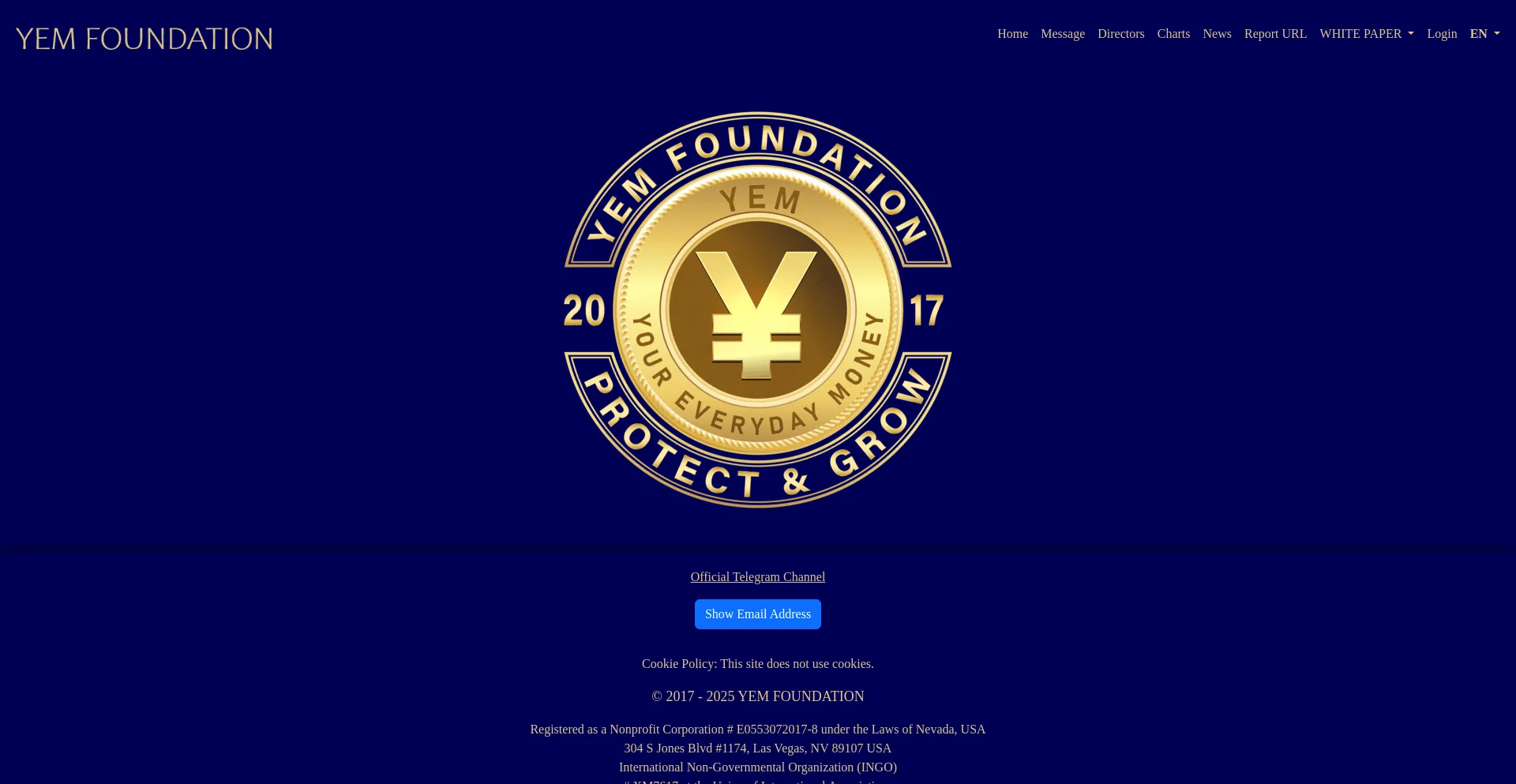 Website screenshot of Yem.foundation