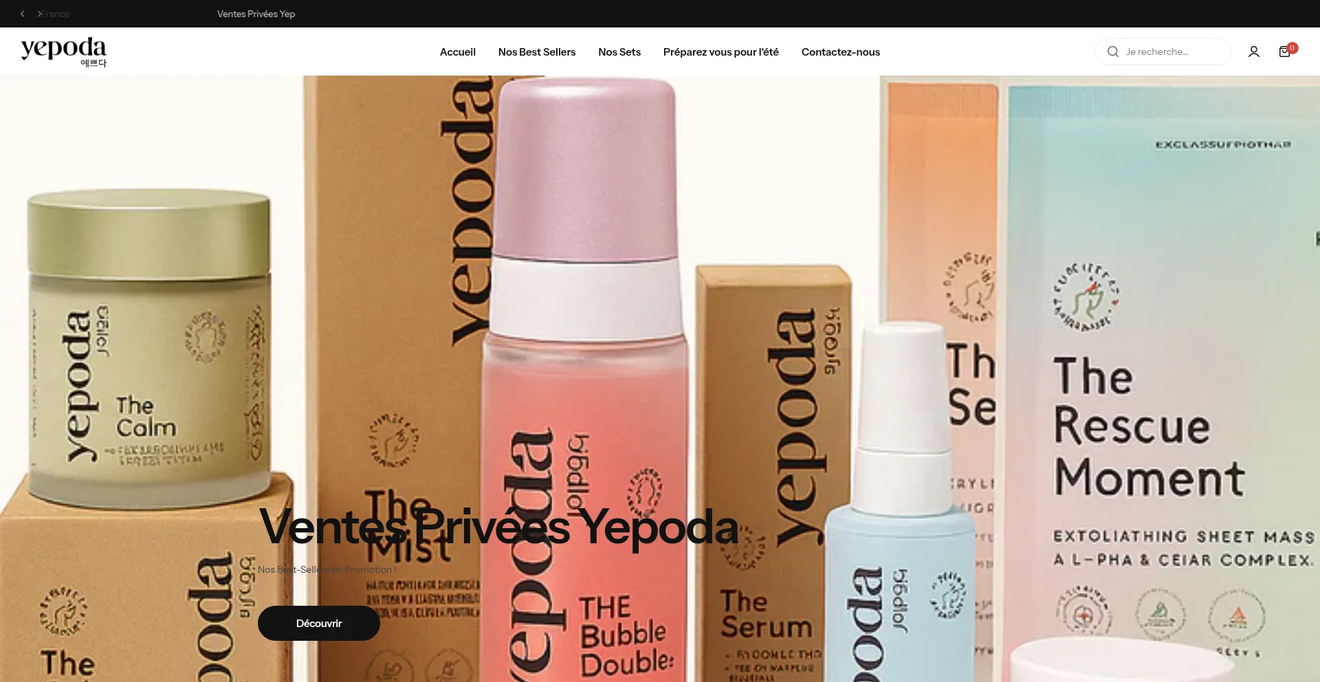 Website screenshot of Yeposkincare-fr.com