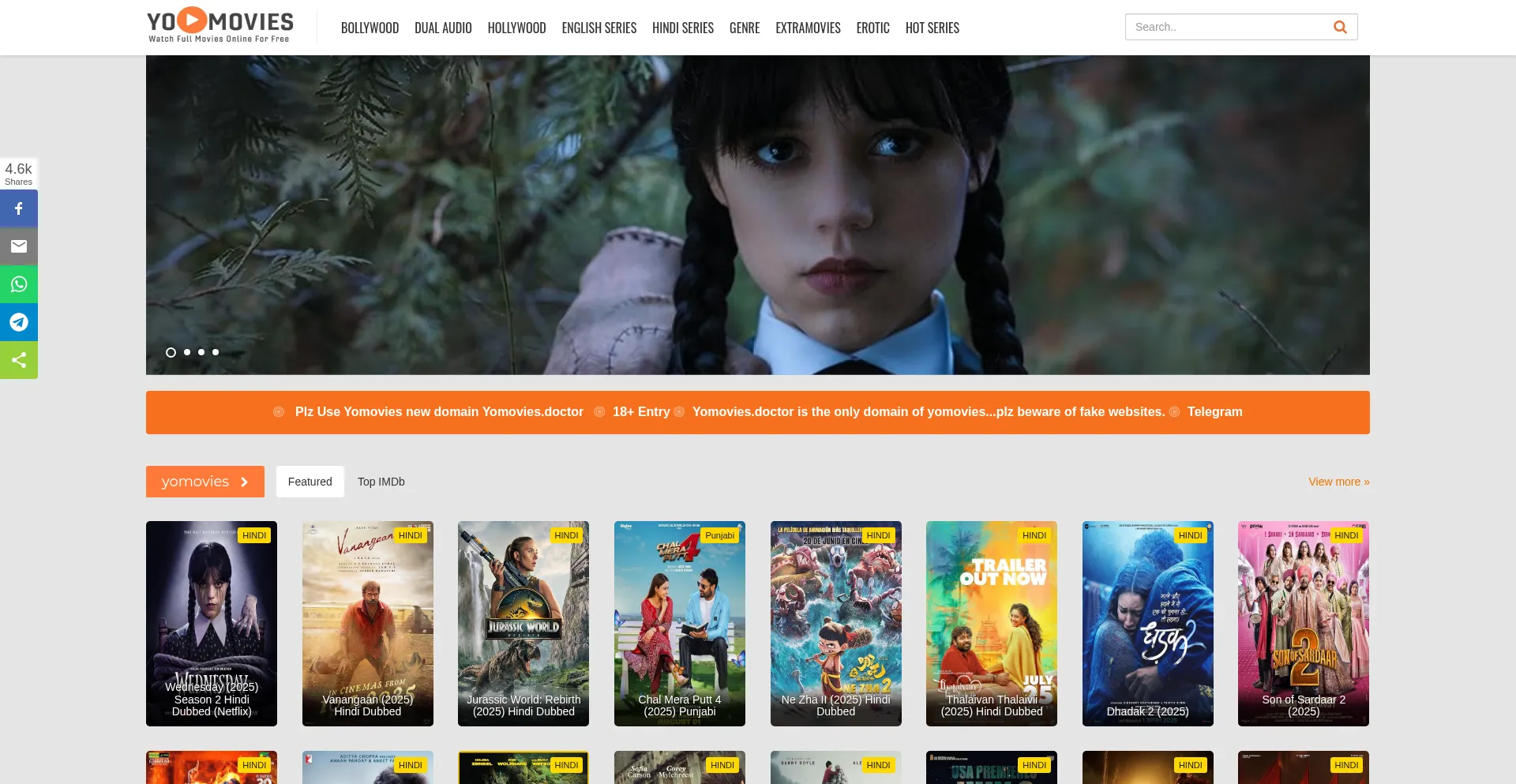 Website screenshot of Yomovies.doctor