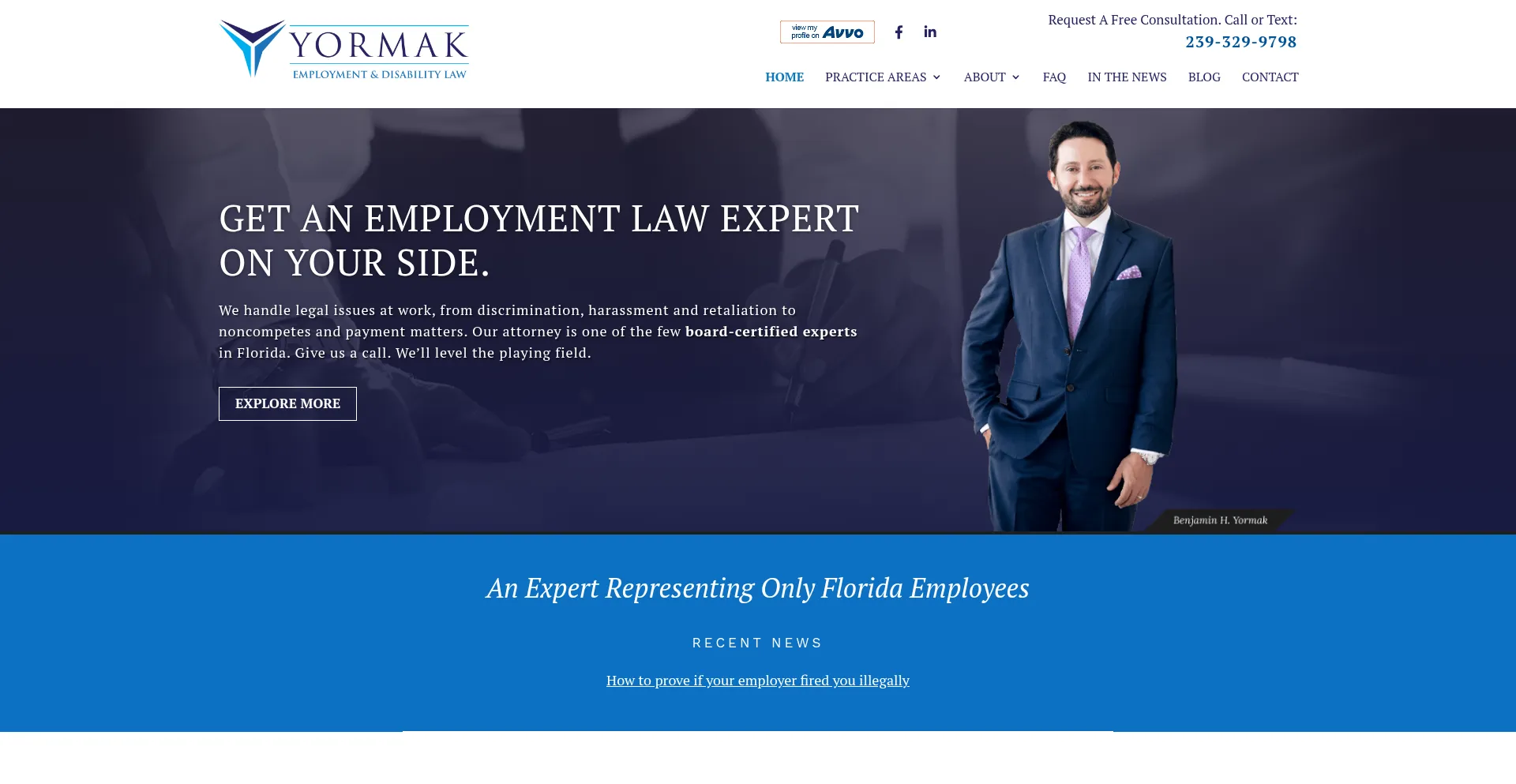 Website screenshot of Yormaklaw.com