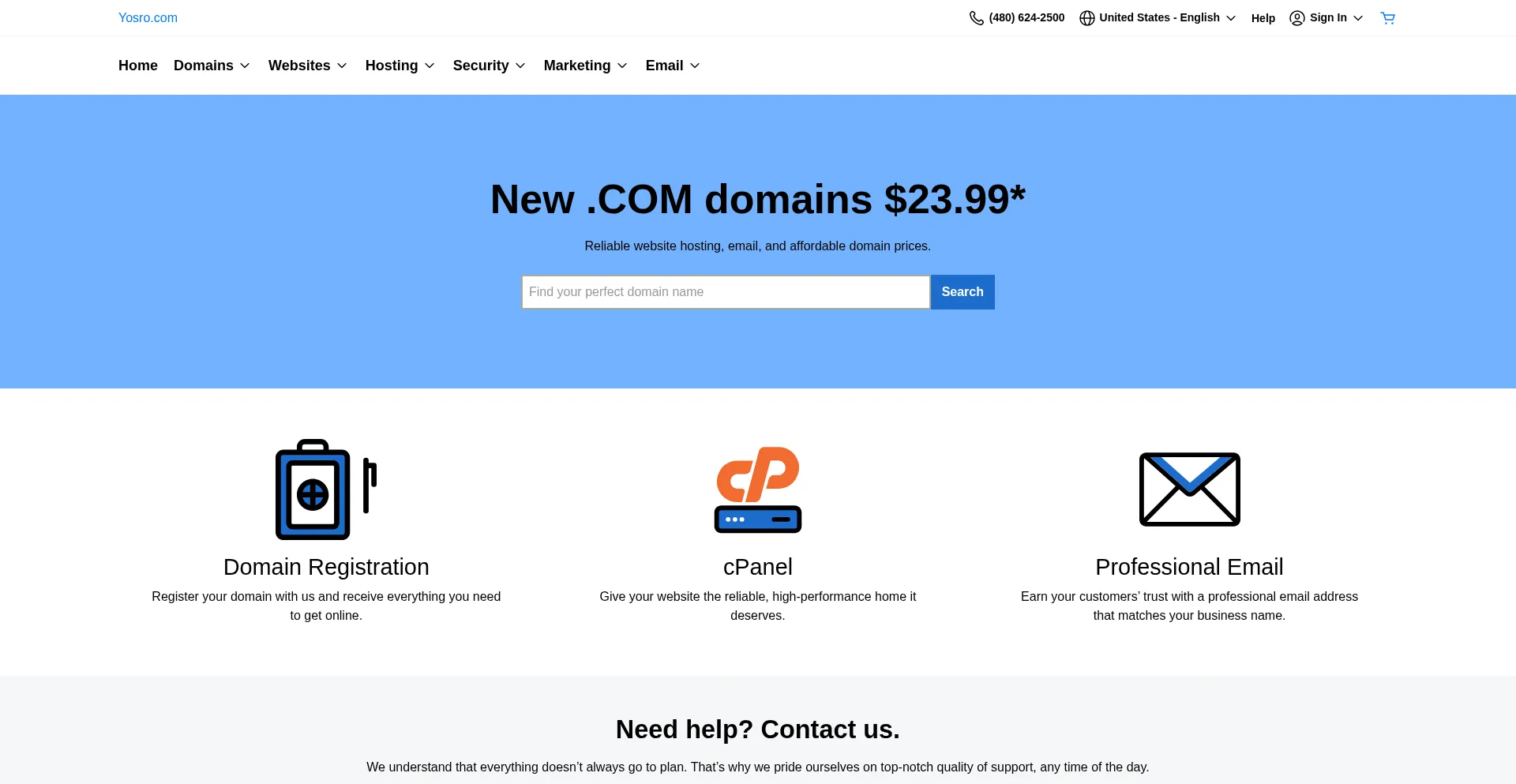 Website screenshot of Yosro.com