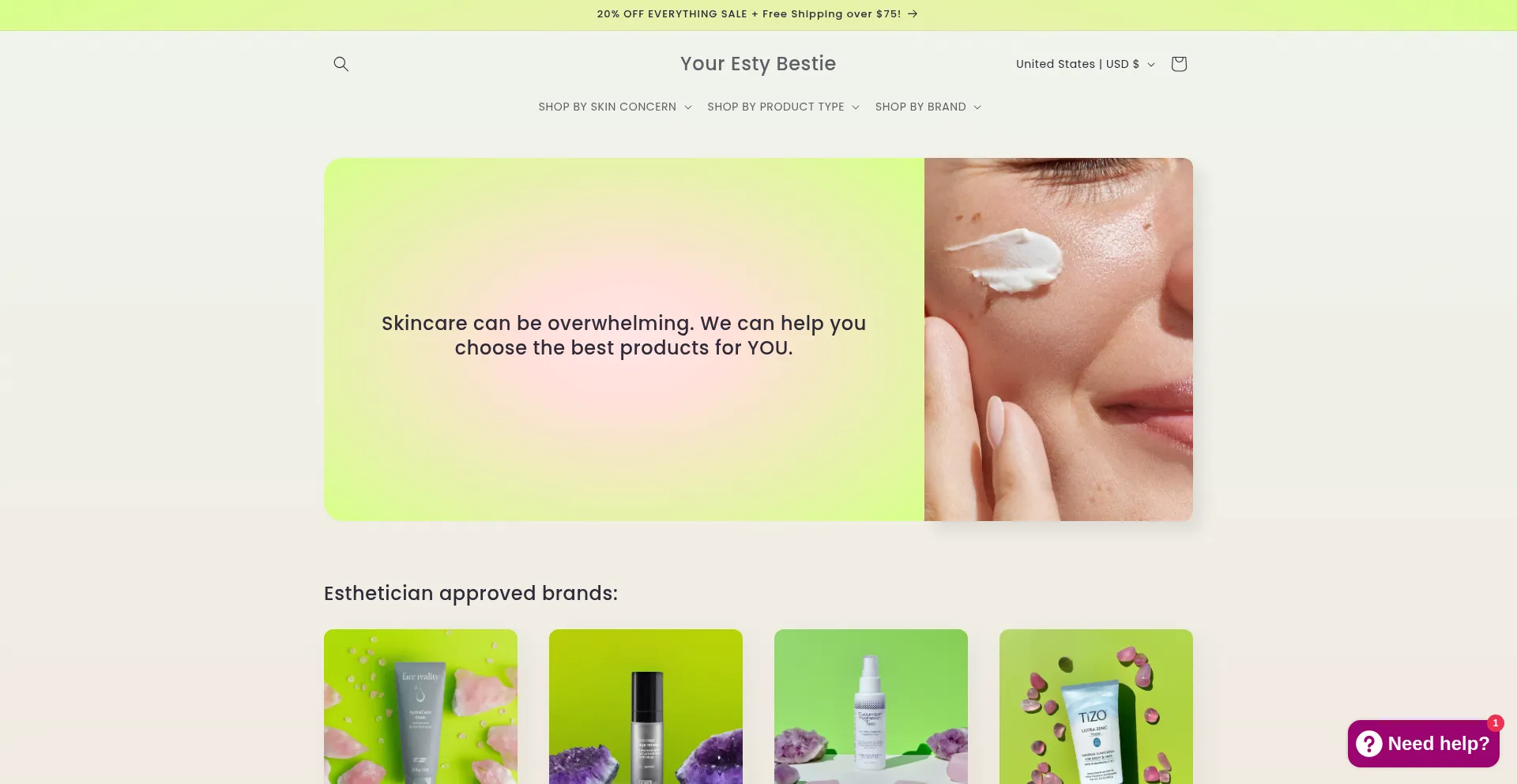 Website screenshot of Yourestybestie.com