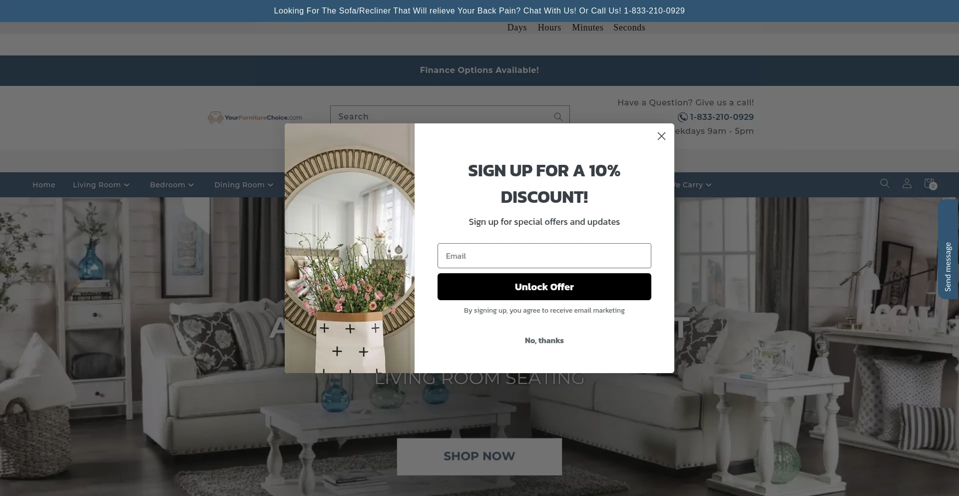 Website screenshot of Yourfurniturechoice.com