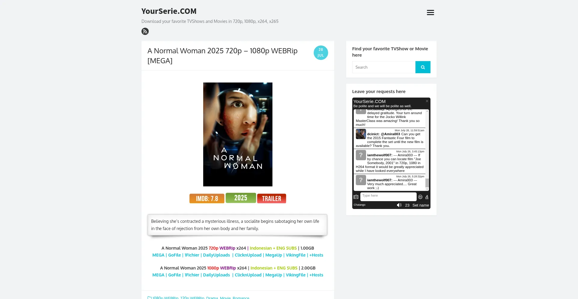 Website screenshot of Yourserie.com