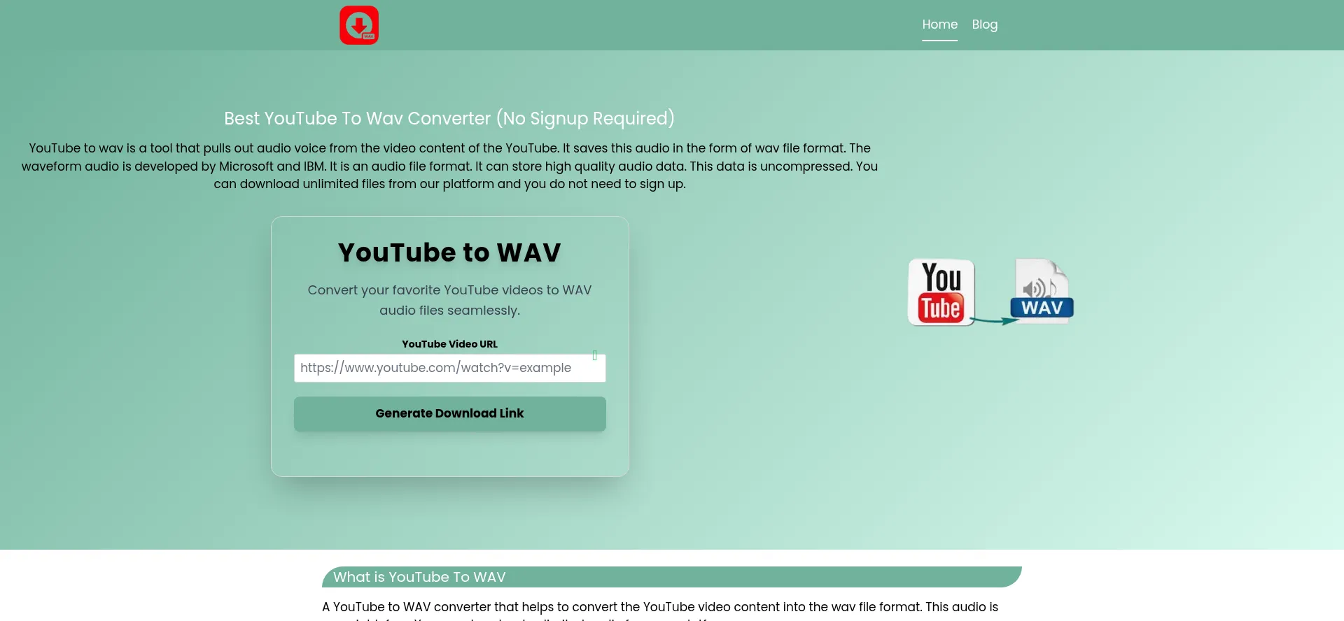 Website screenshot of Yttowav.com