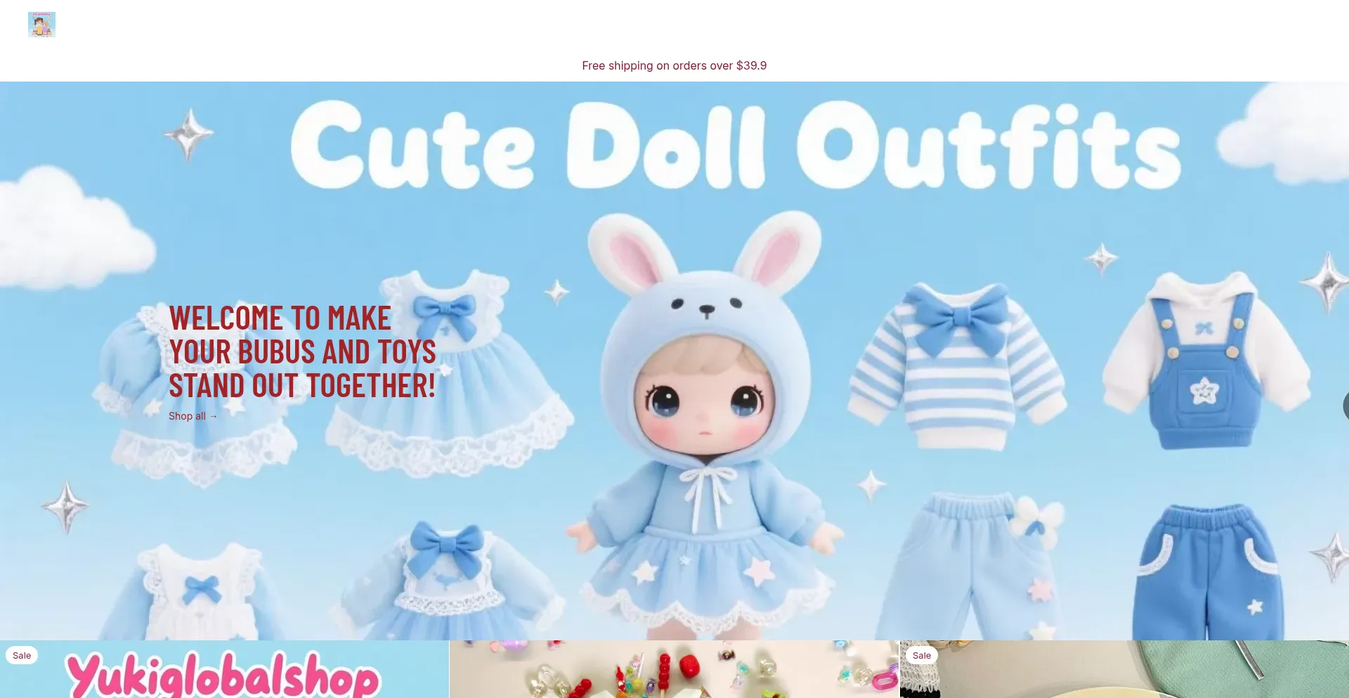 Website screenshot of Yukiglobalshop.com